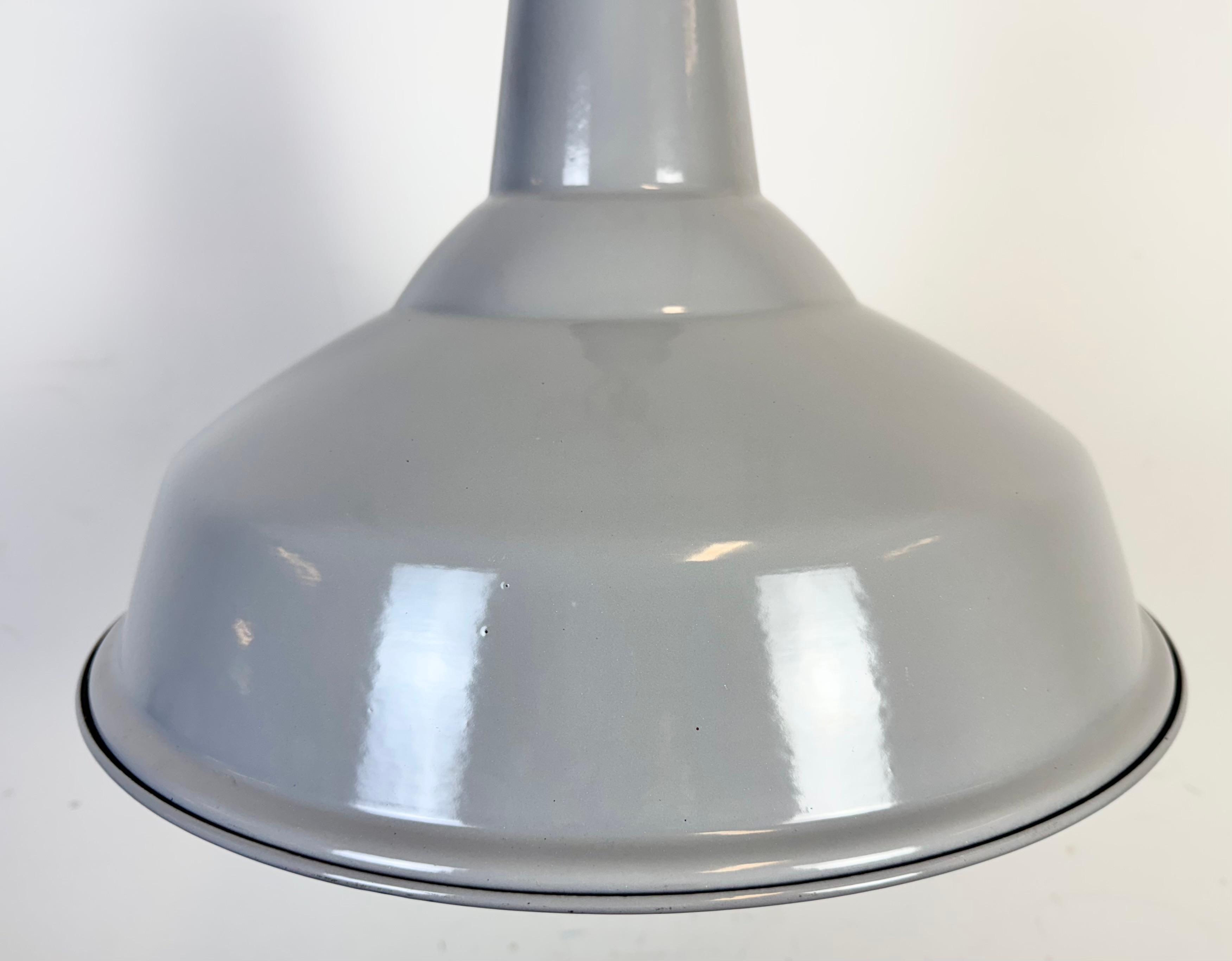 Large Industrial British Grey Enamel Factory Pendant Lamp from Benjamin, 1960s For Sale 1