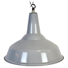 Large Industrial British Grey Enamel Factory Pendant Lamp from Benjamin, 1960s