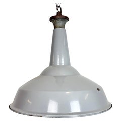 Large Industrial British Grey Enamel Factory Pendant Lamp from Benjamin, 1960s