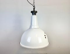 Large Industrial British White Enamel Factory Pendant Lamp from Benjamin, 1960s