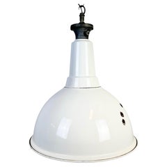 Large Industrial British White Enamel Factory Pendant Lamp from Benjamin, 1960s