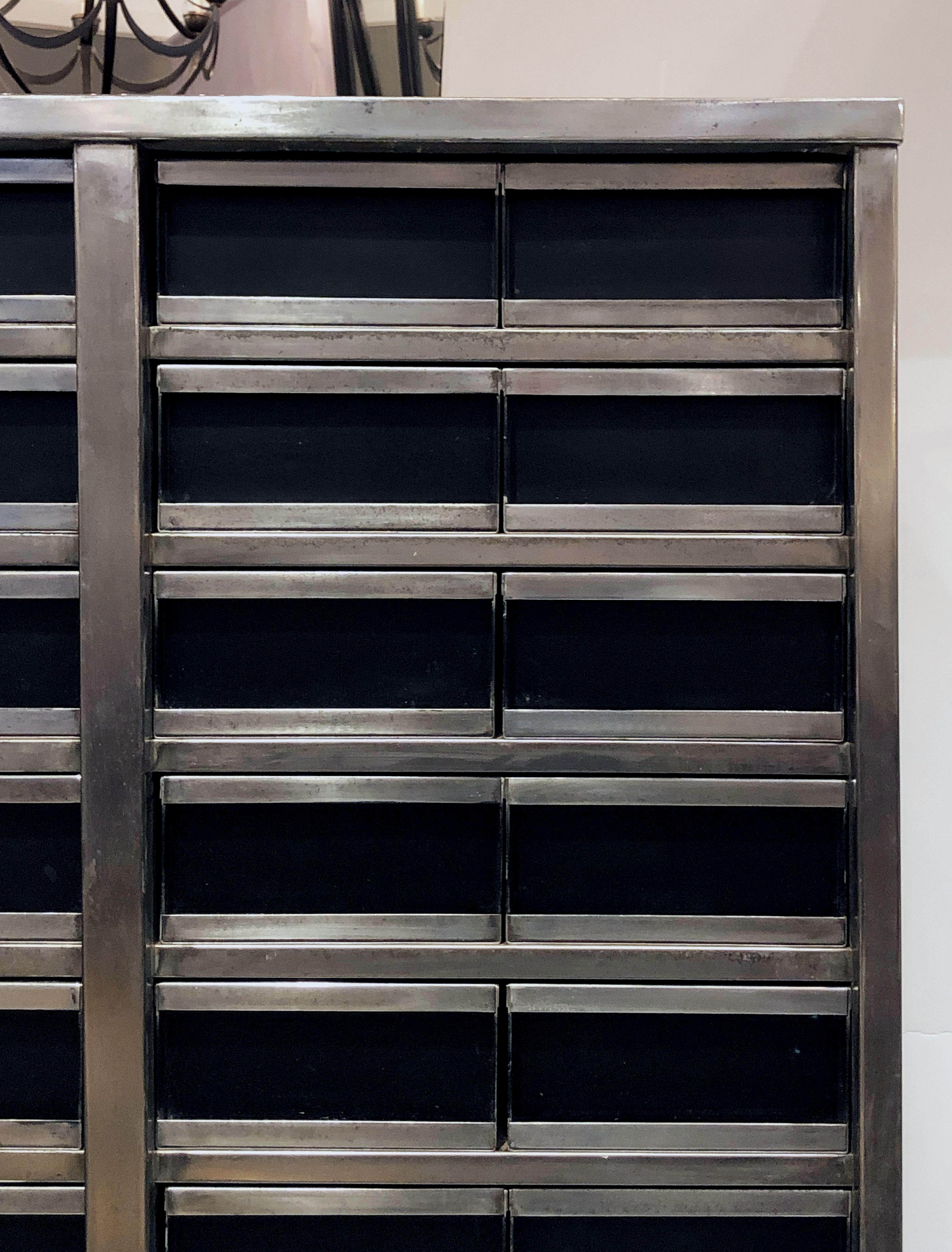 Industrial Burnished Steel Cabinet of Drawers from England For Sale 4