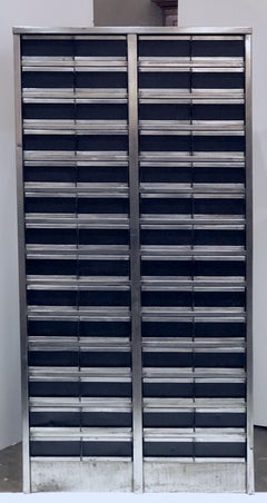 Industrial Burnished Steel Cabinet of Drawers from England