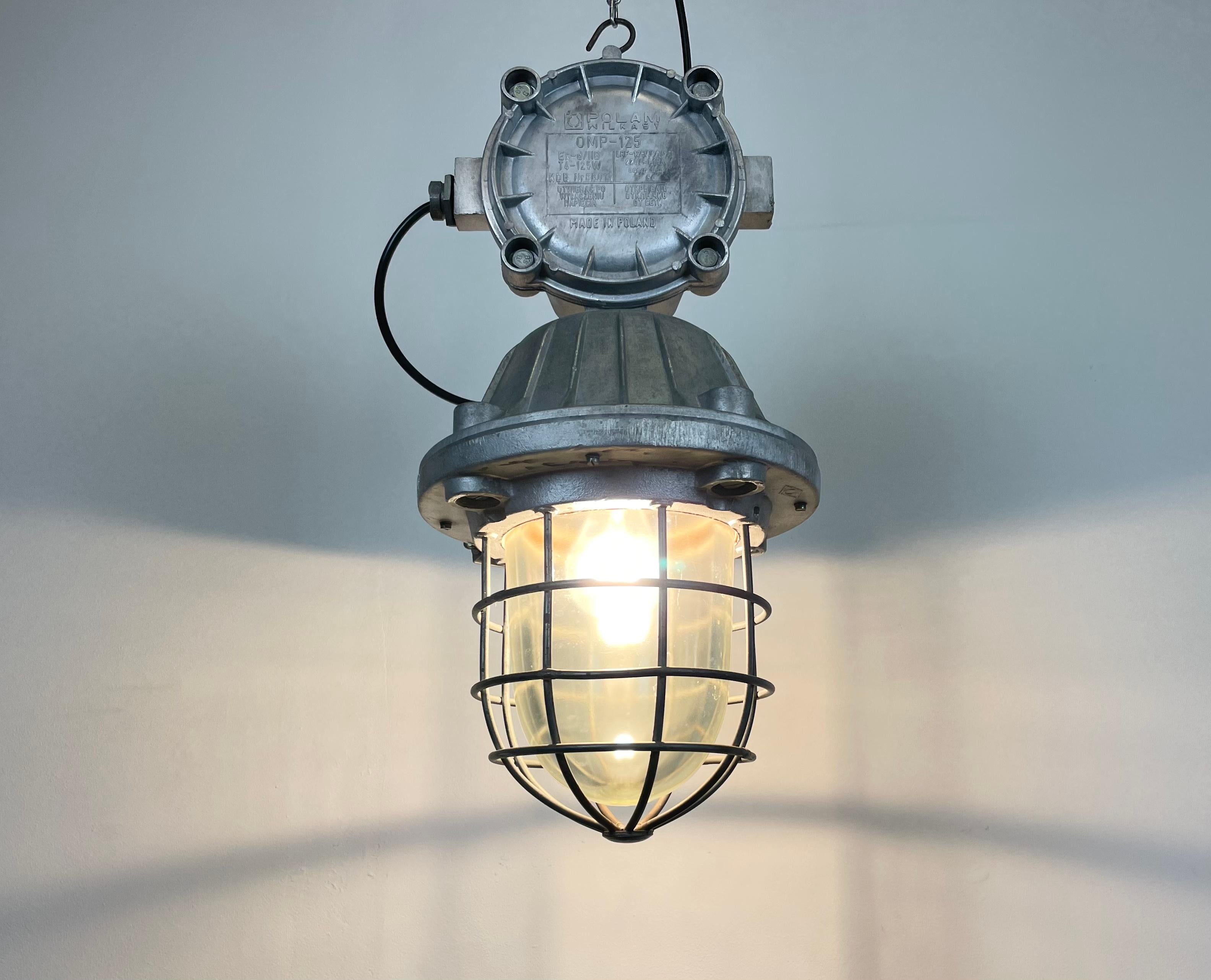 Aluminum Large Industrial Cast Aluminium Cage Pendant Light, 1970