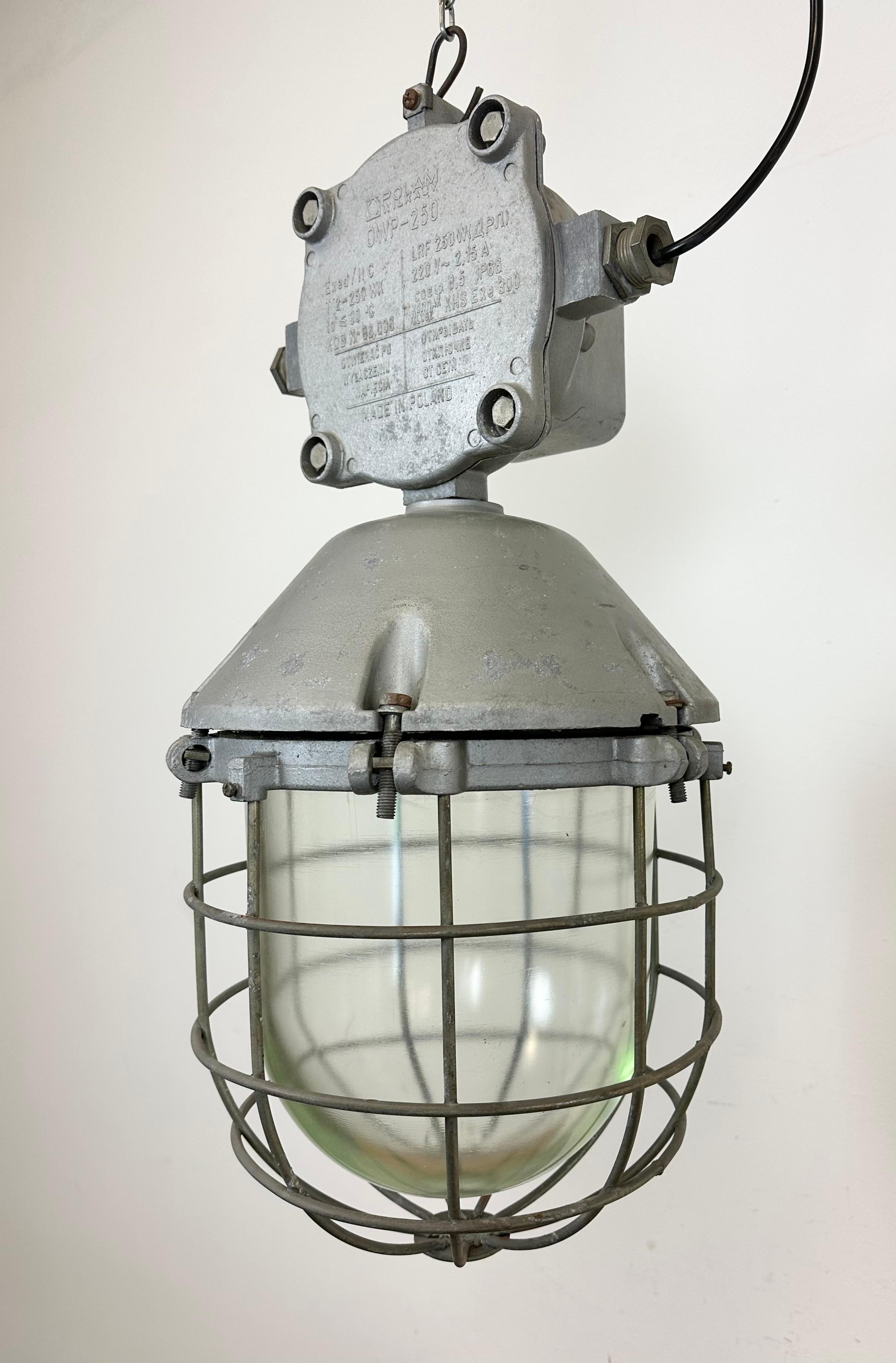 Aluminum Large Industrial Cast Aluminium Cage Pendant Light, 1970 For Sale