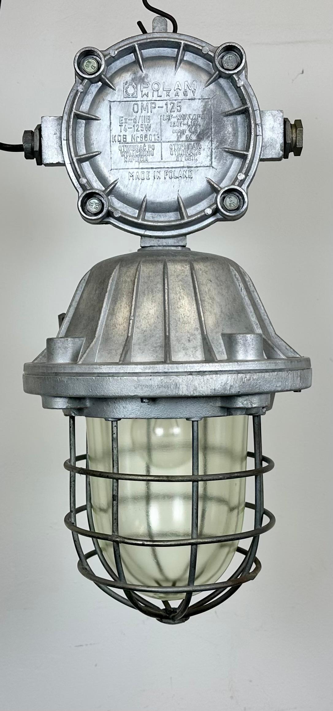 Polish Large Industrial Cast Aluminium Cage Pendant Light, 1970s For Sale