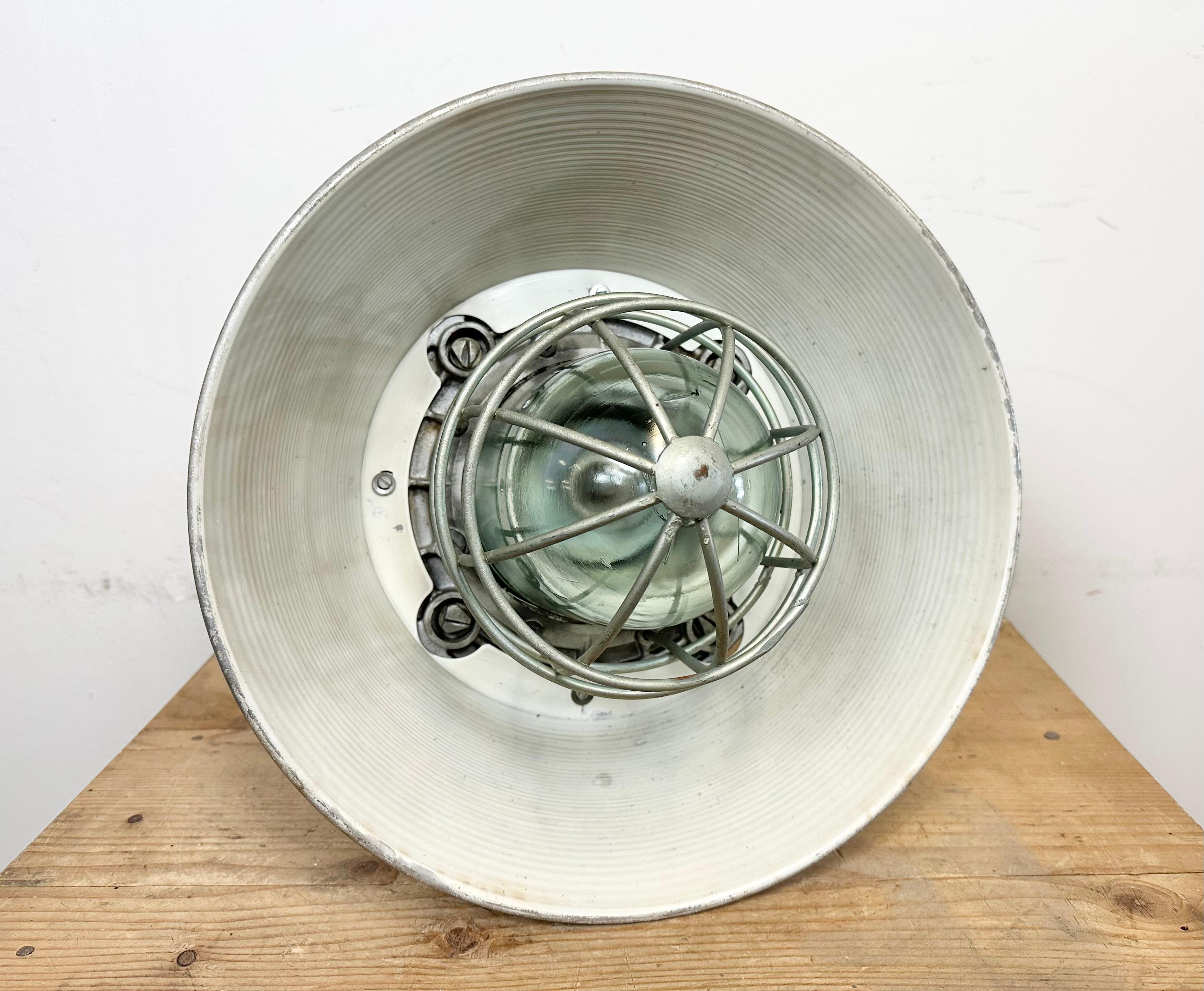 Large Industrial Cast Aluminium Cage Pendant Light from Polam Wilkasy, 1970s For Sale 12