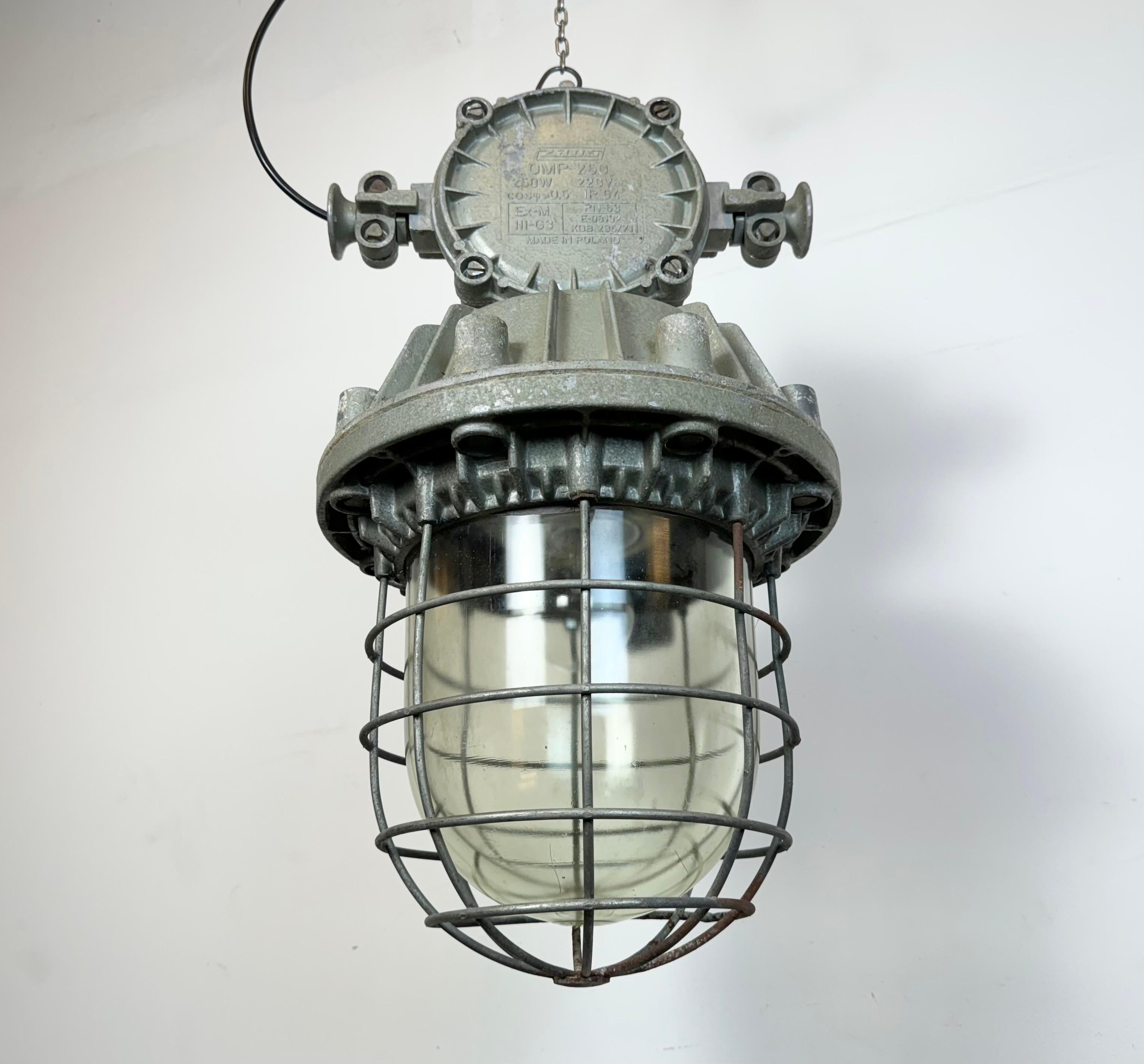 Large Industrial Cast Aluminium Cage Pendant Light from Zaos, 1970s For Sale 4
