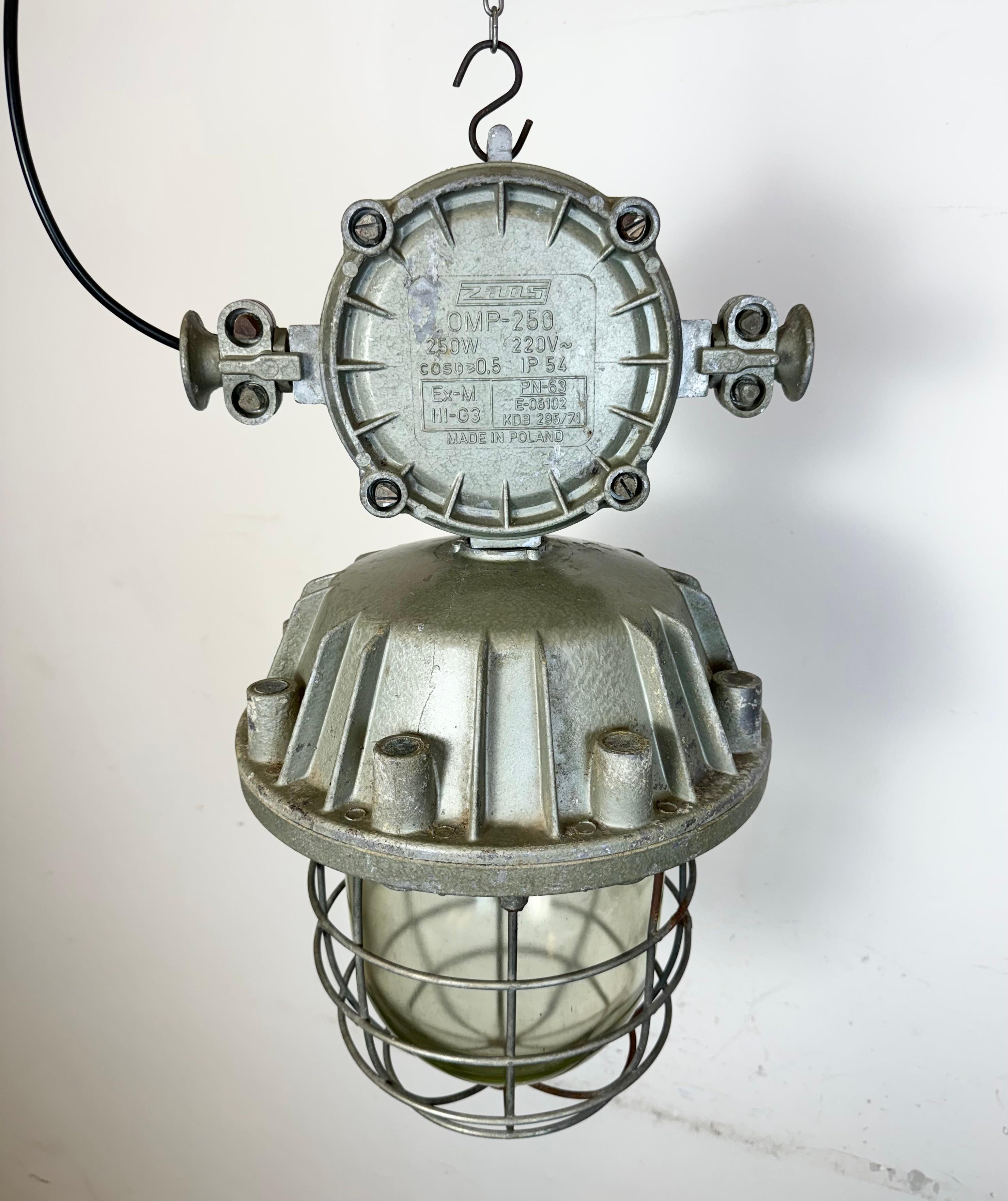 Large Industrial Cast Aluminium Cage Pendant Light from Zaos, 1970s For Sale 5
