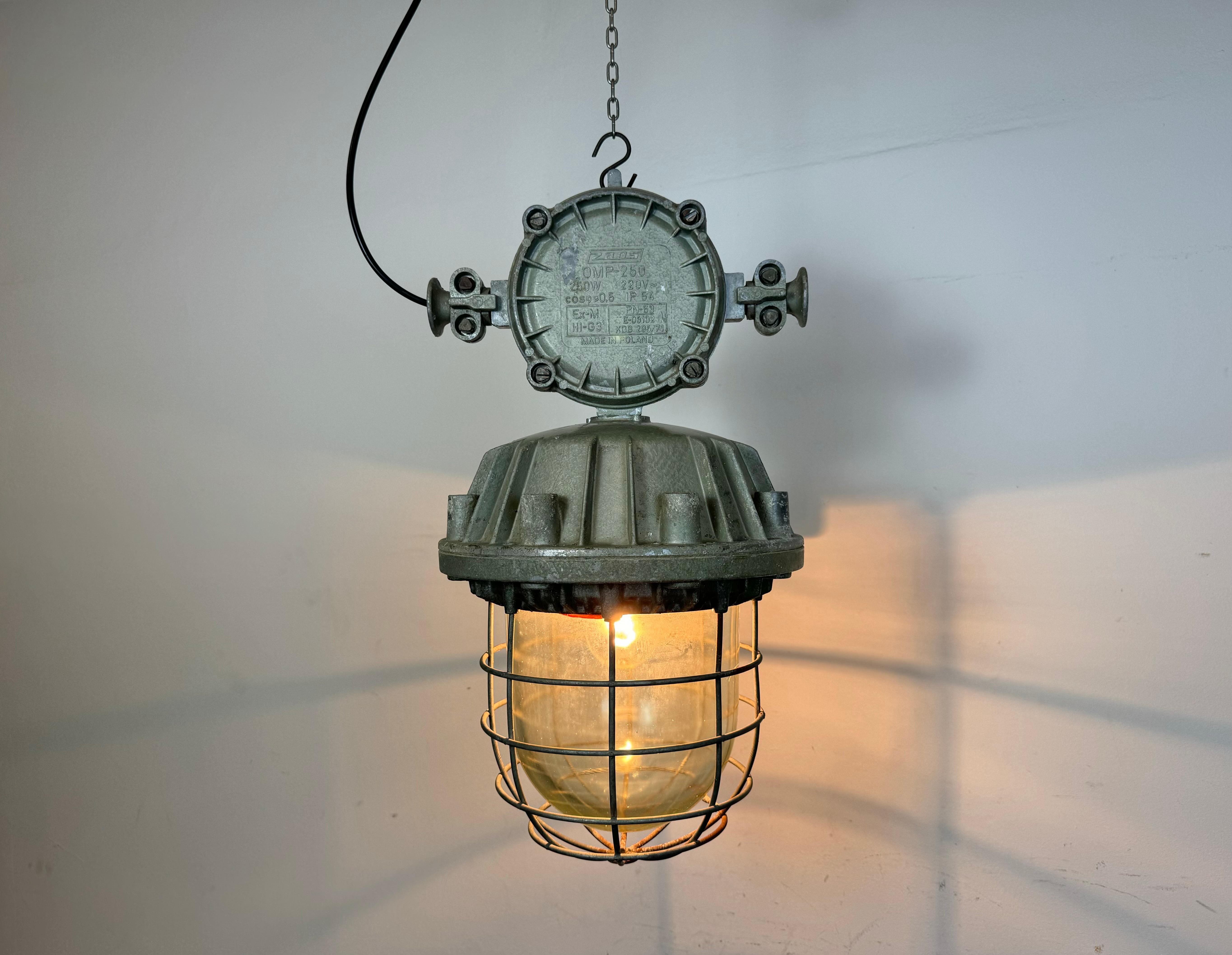 Large Industrial Cast Aluminium Cage Pendant Light from Zaos, 1970s For Sale 6