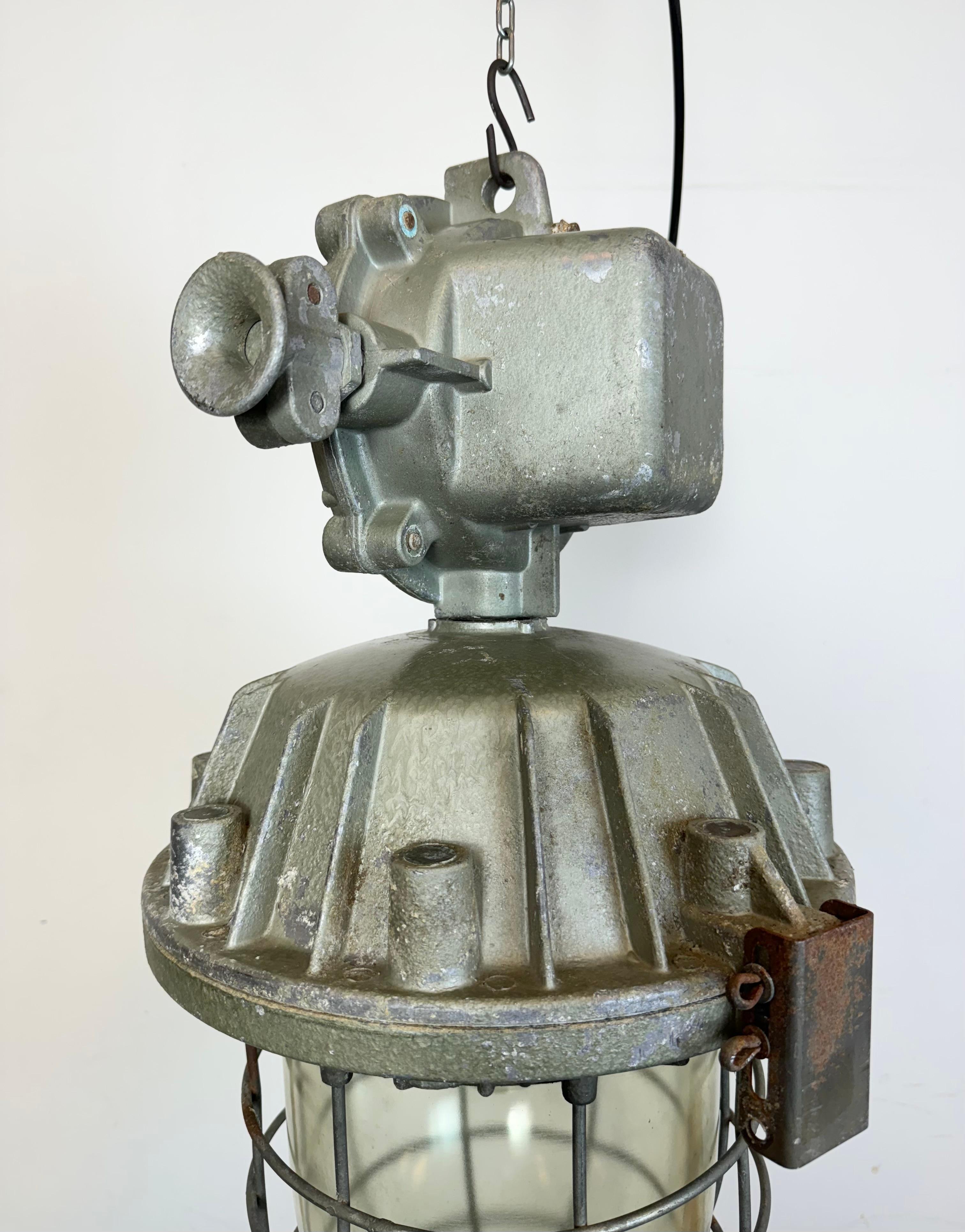 Large Industrial Cast Aluminium Cage Pendant Light from Zaos, 1970s For Sale 8