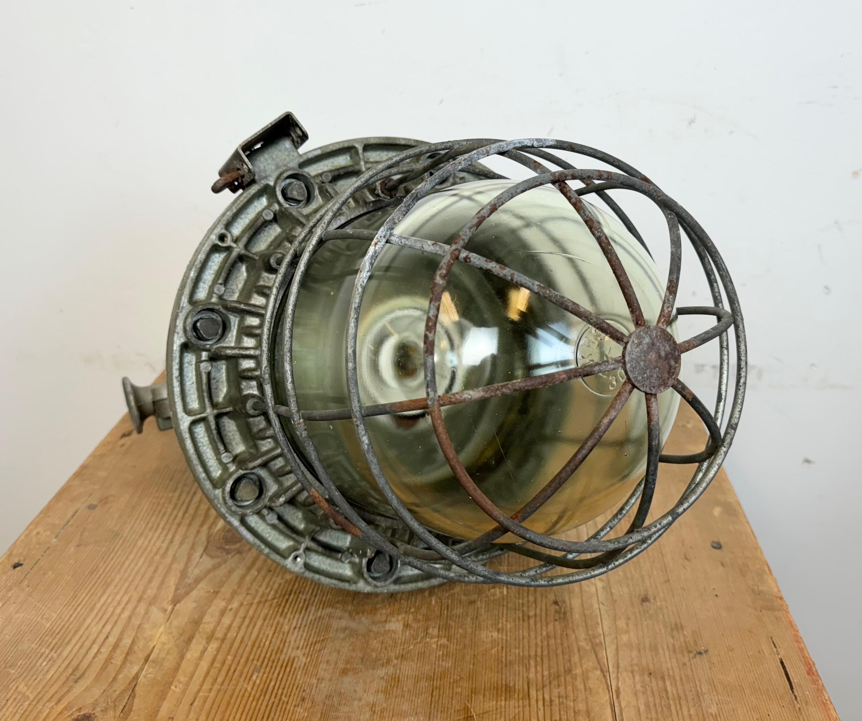 Large Industrial Cast Aluminium Cage Pendant Light from Zaos, 1970s For Sale 10