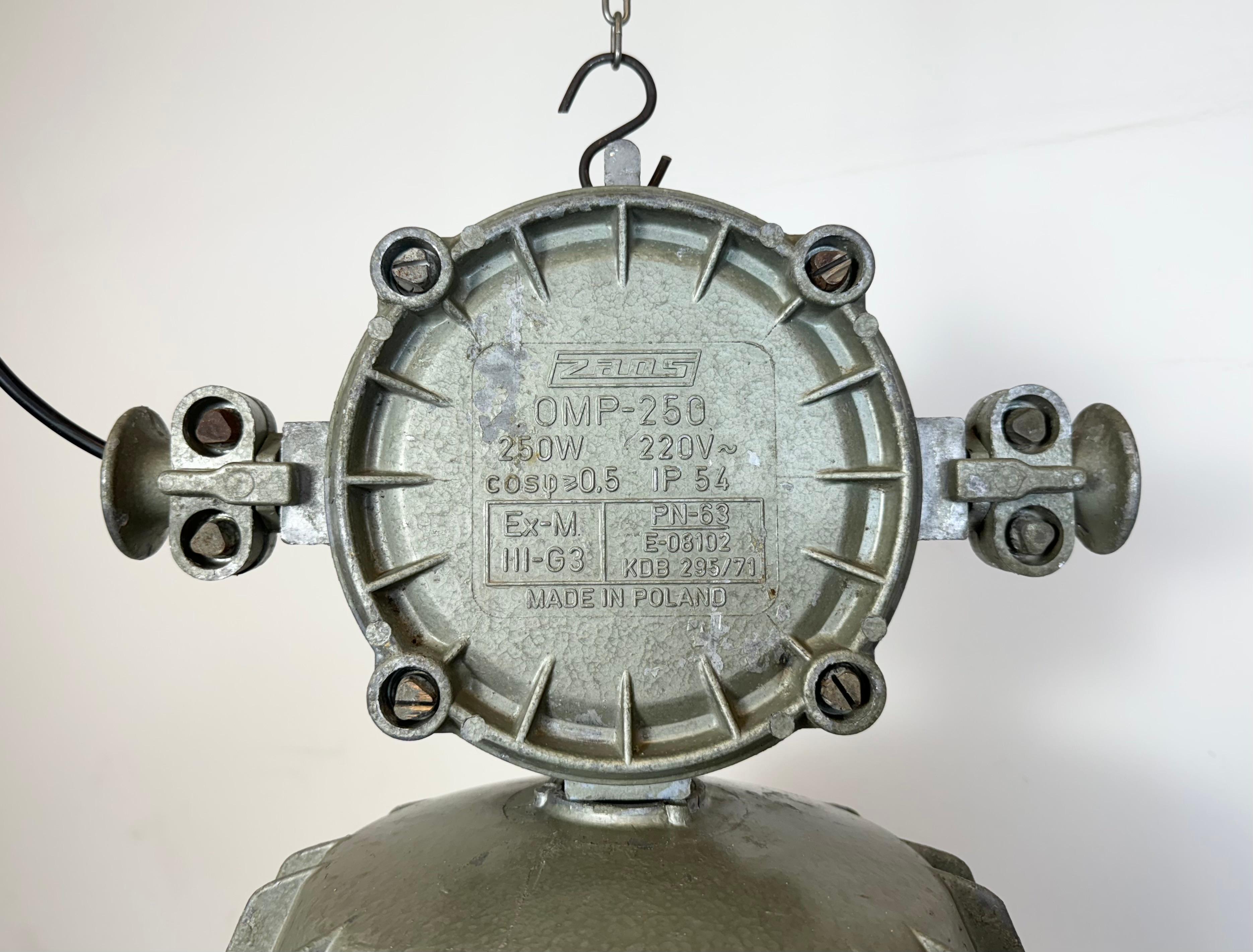 Large Industrial Cast Aluminium Cage Pendant Light from Zaos, 1970s In Good Condition For Sale In Kojetice, CZ
