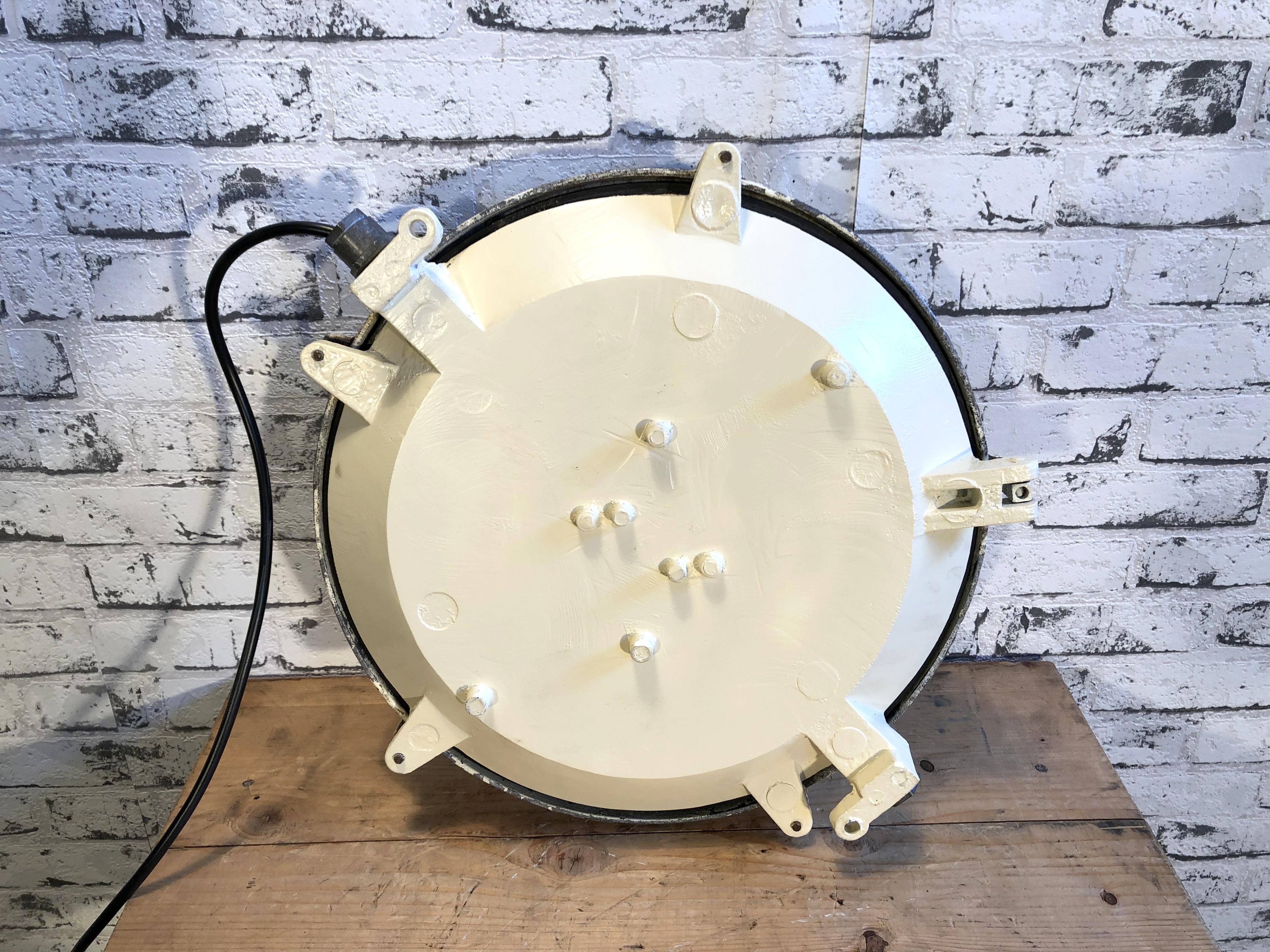 Glass Large Industrial Cast Aluminium Wall or Ceiling Lamp, 1970s