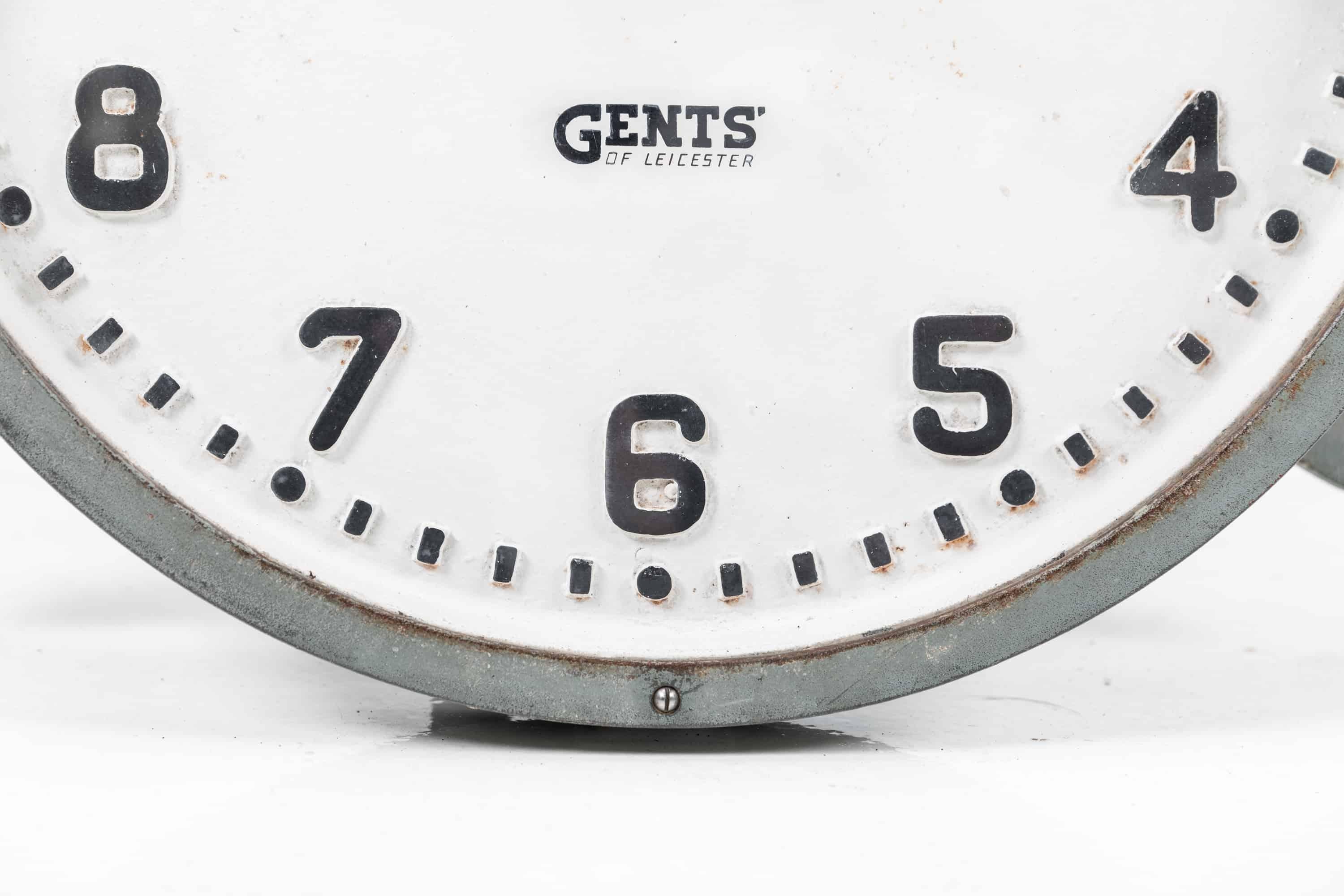 English Large Industrial Cast Iron Gents of Leicester Factory Wall Clock, c.1930