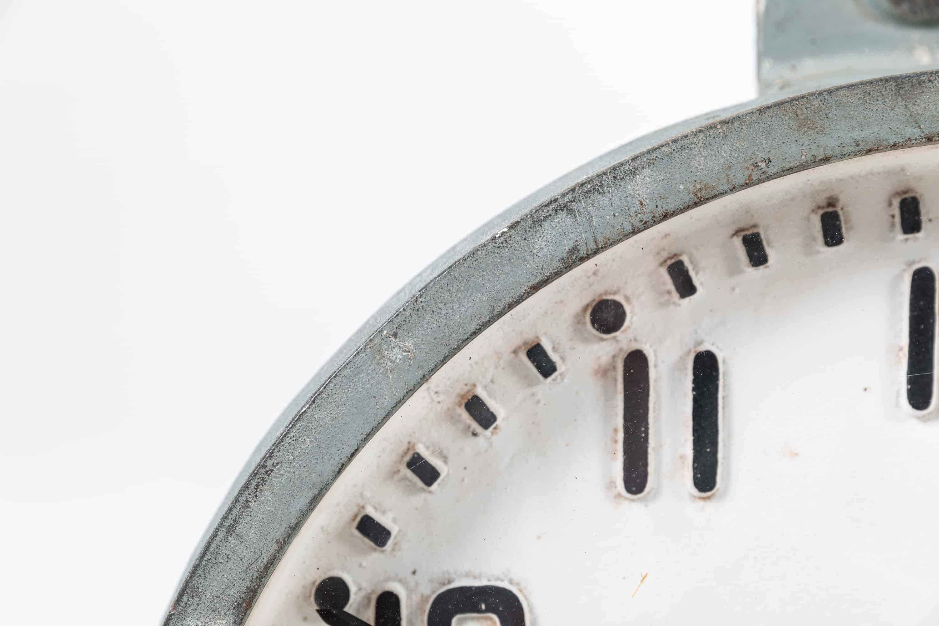 Glass Large Industrial Cast Iron Gents of Leicester Factory Wall Clock, c.1930