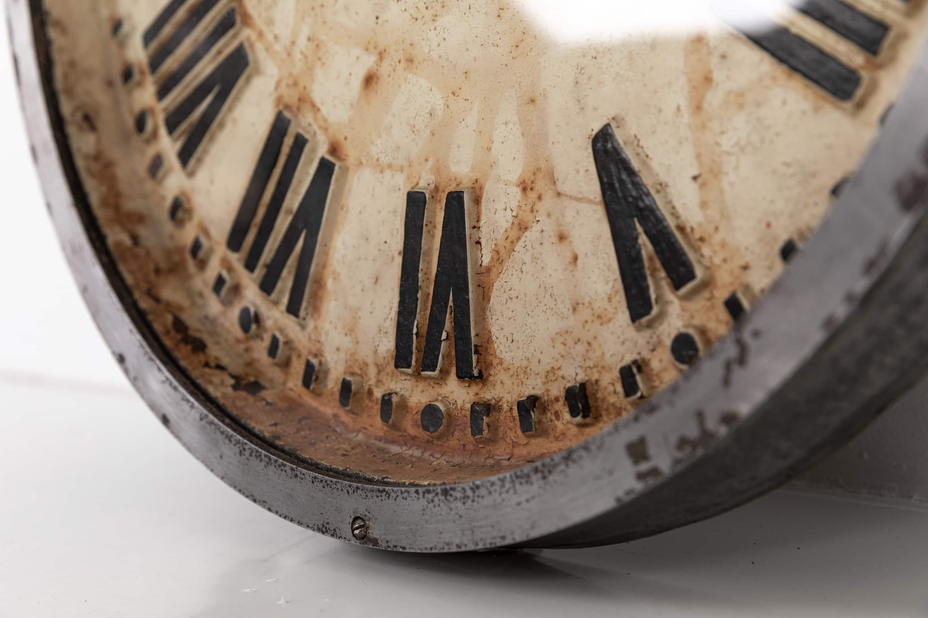 Mid-20th Century Large Industrial Cast Iron Gents of Leicester Factory Wall Clock, circa 1930 For Sale