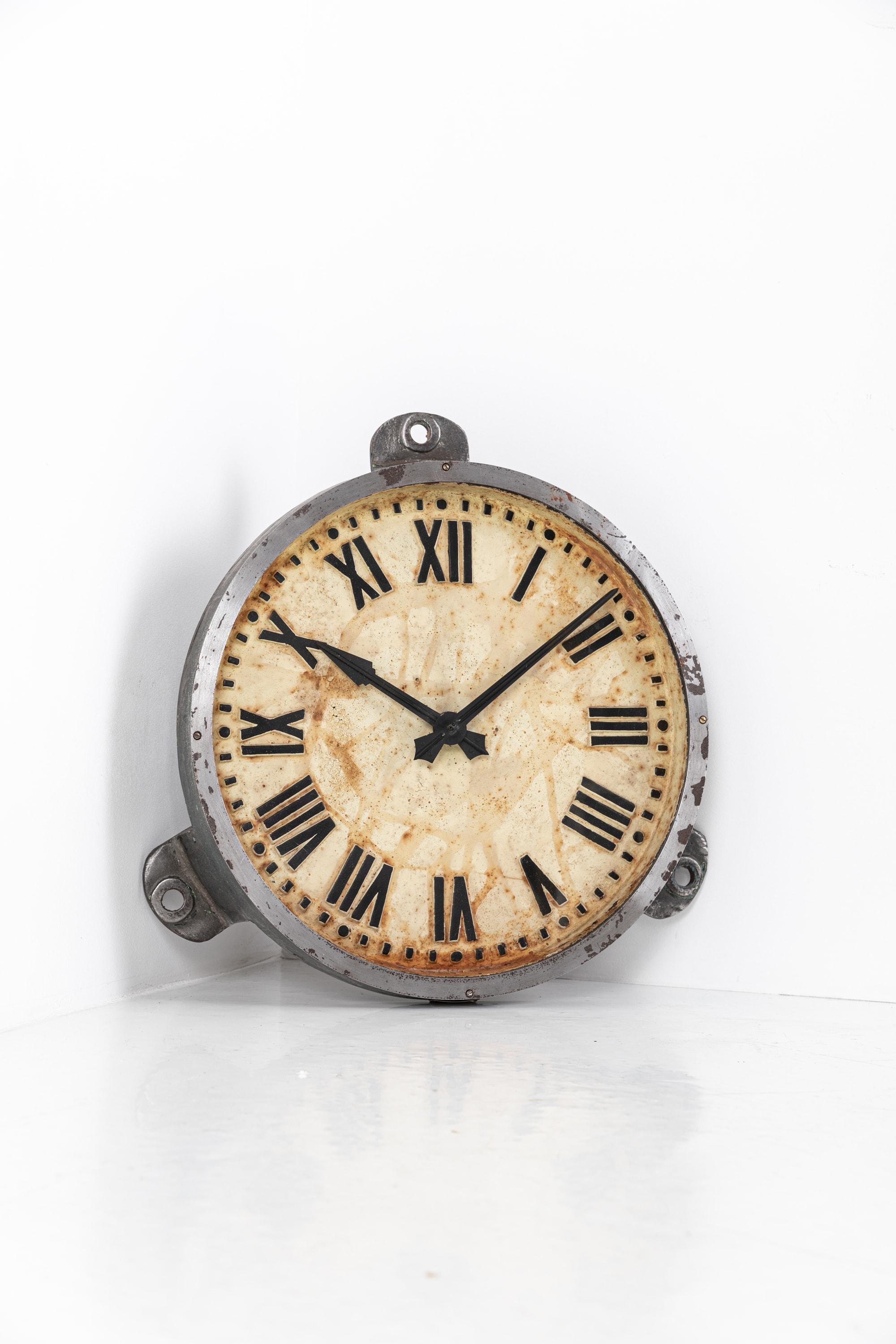 Gran reloj de pared industrial de fundición Gents of Leicester Factory, c.1930 Vidrio en venta