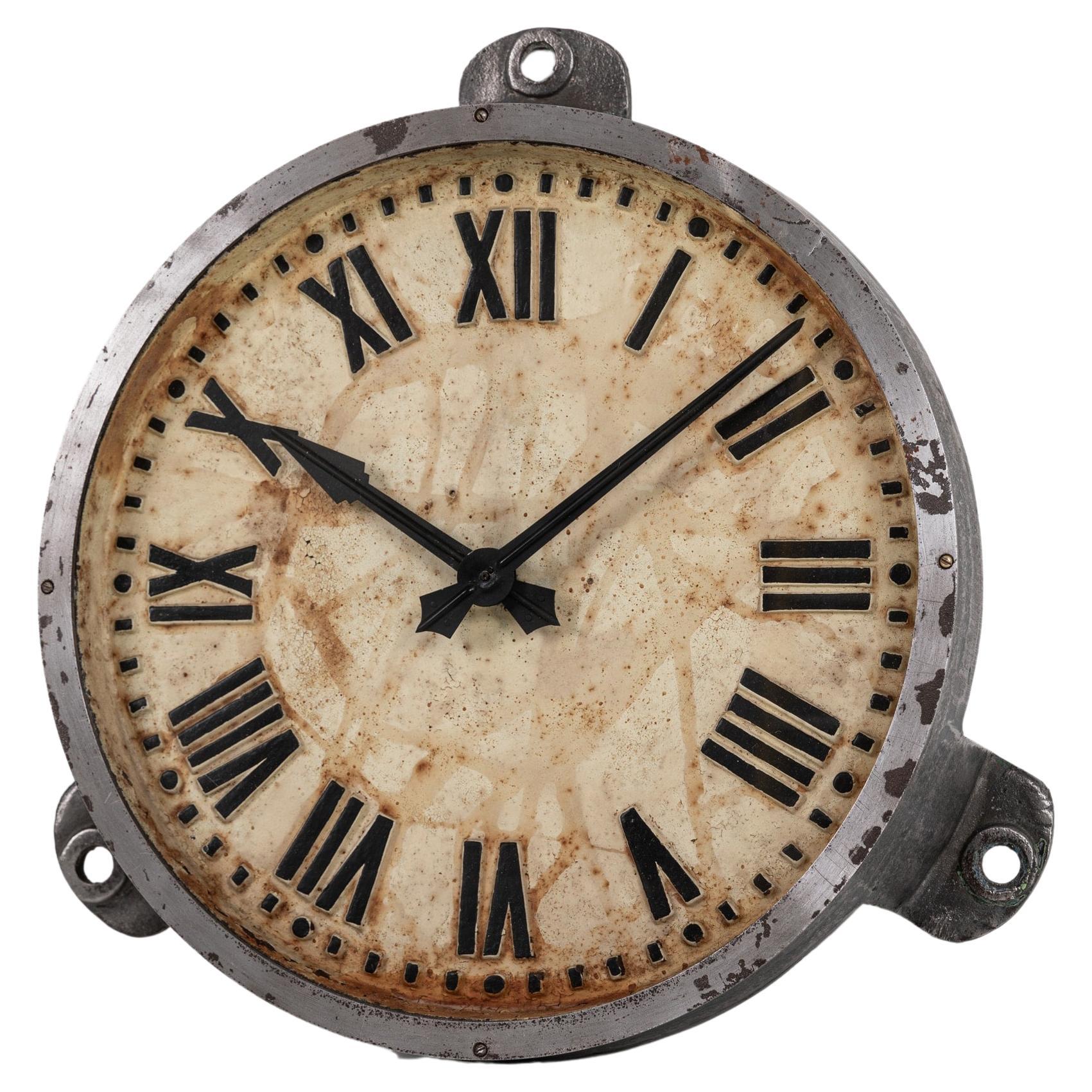 Large Industrial Cast Iron Gents of Leicester Factory Wall Clock, circa 1930