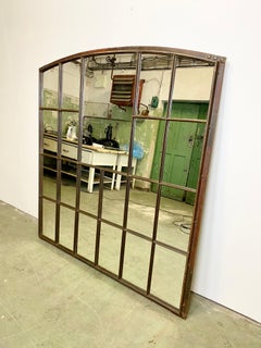 Large Industrial Cast Iron Window with Mirror, 1930s