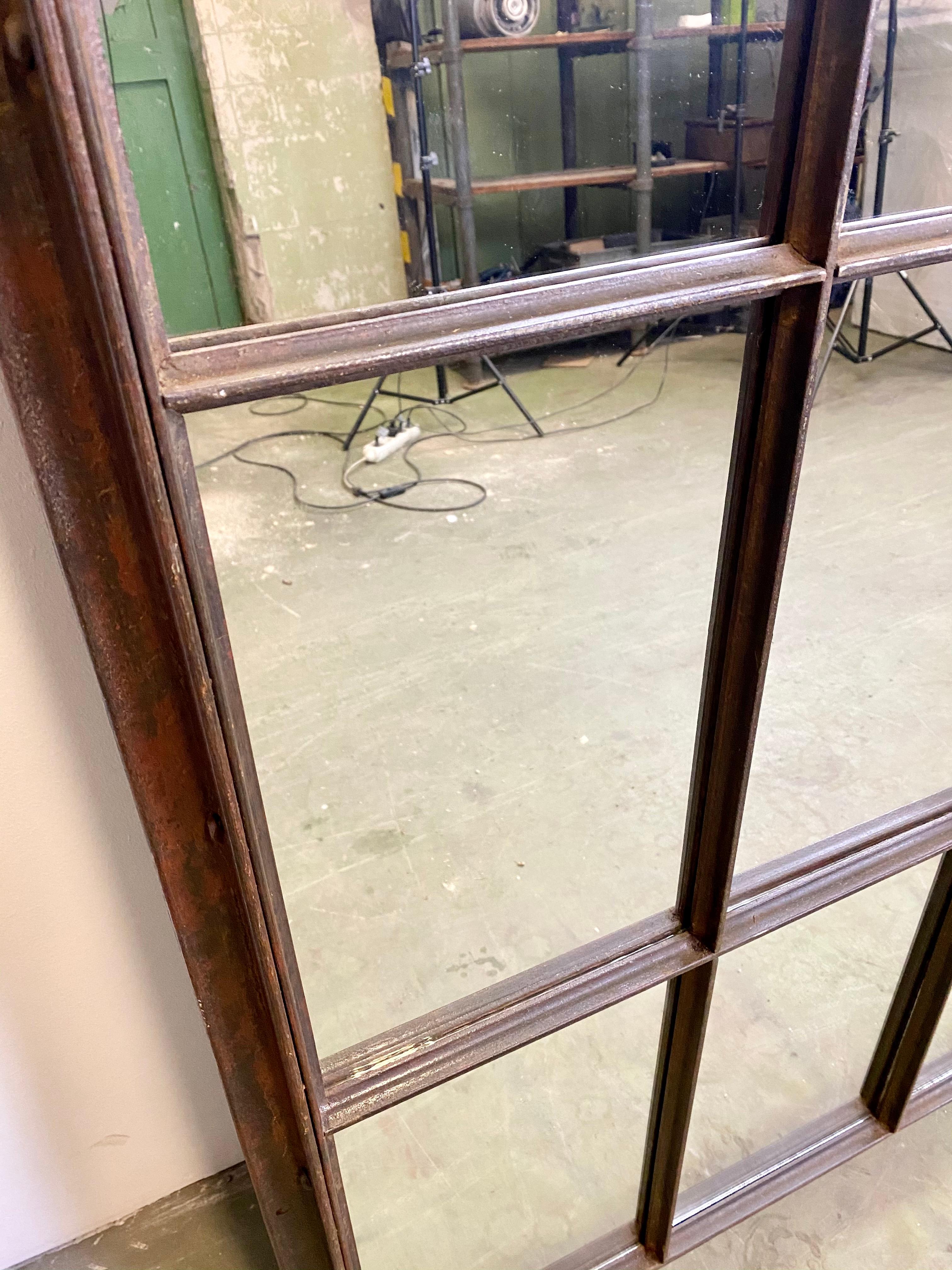 Mid-20th Century Large Industrial Cast Iron Window with Mirror, 1930s