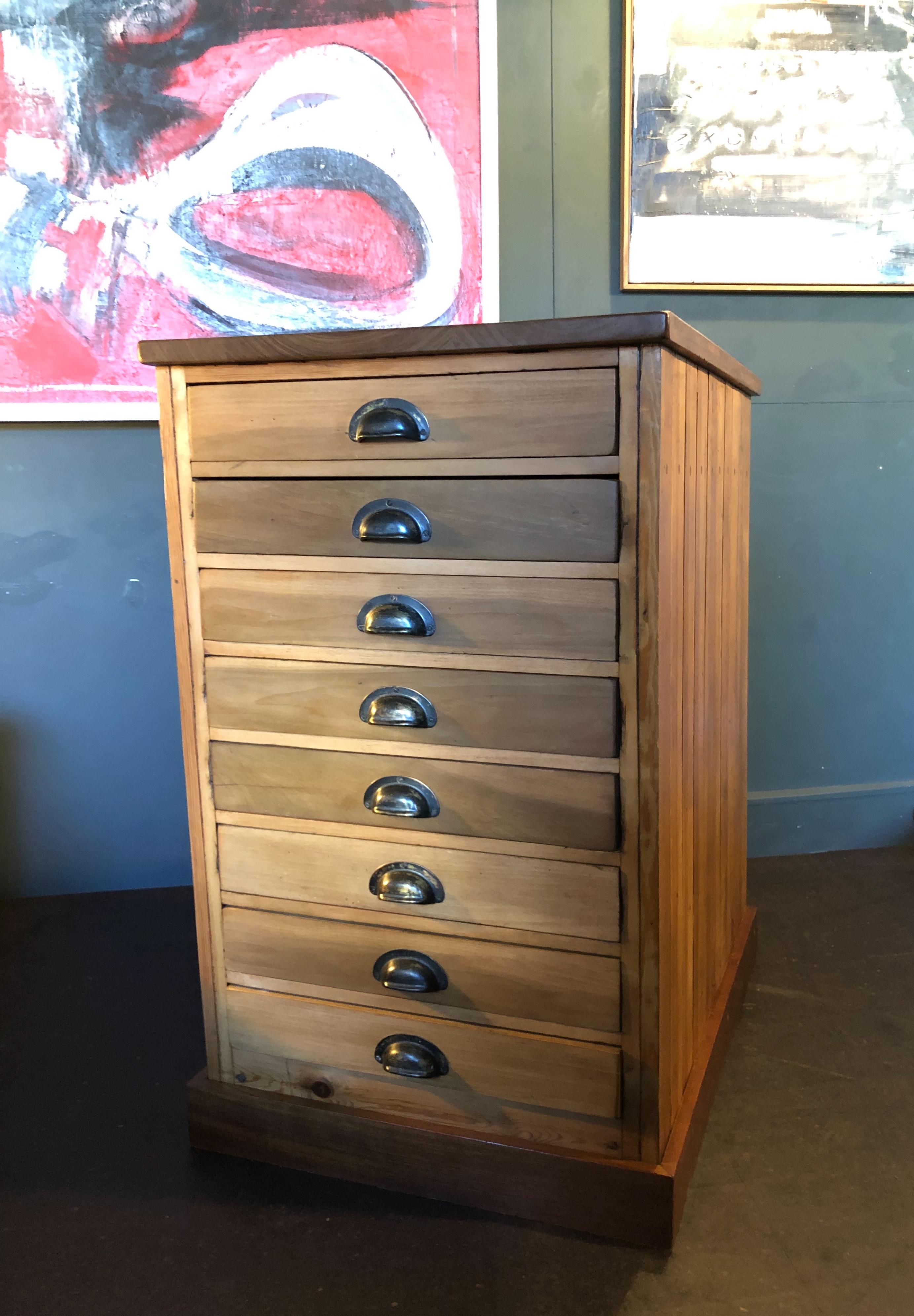 Mahogany Industrial Workshop Chest of Drawers, Early 20th Century, Large.