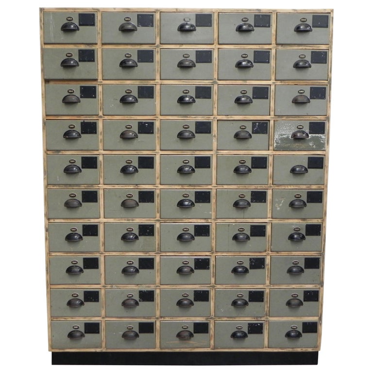 Large Industrial Chest Of Drawers With 50 Drawers For Sale At 1stdibs