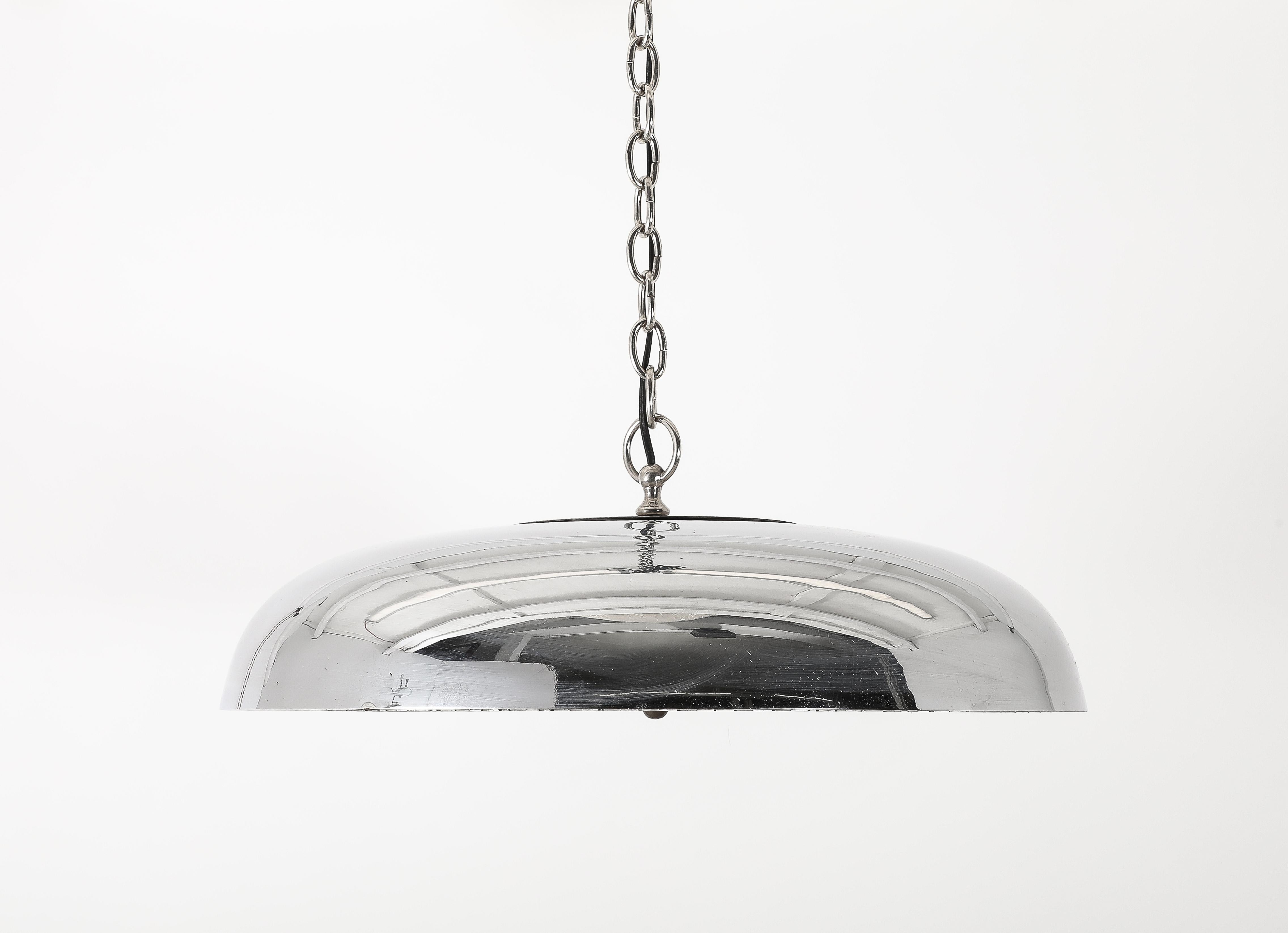 Large Industrial Chrome Pendant, USA 1970’s For Sale 2