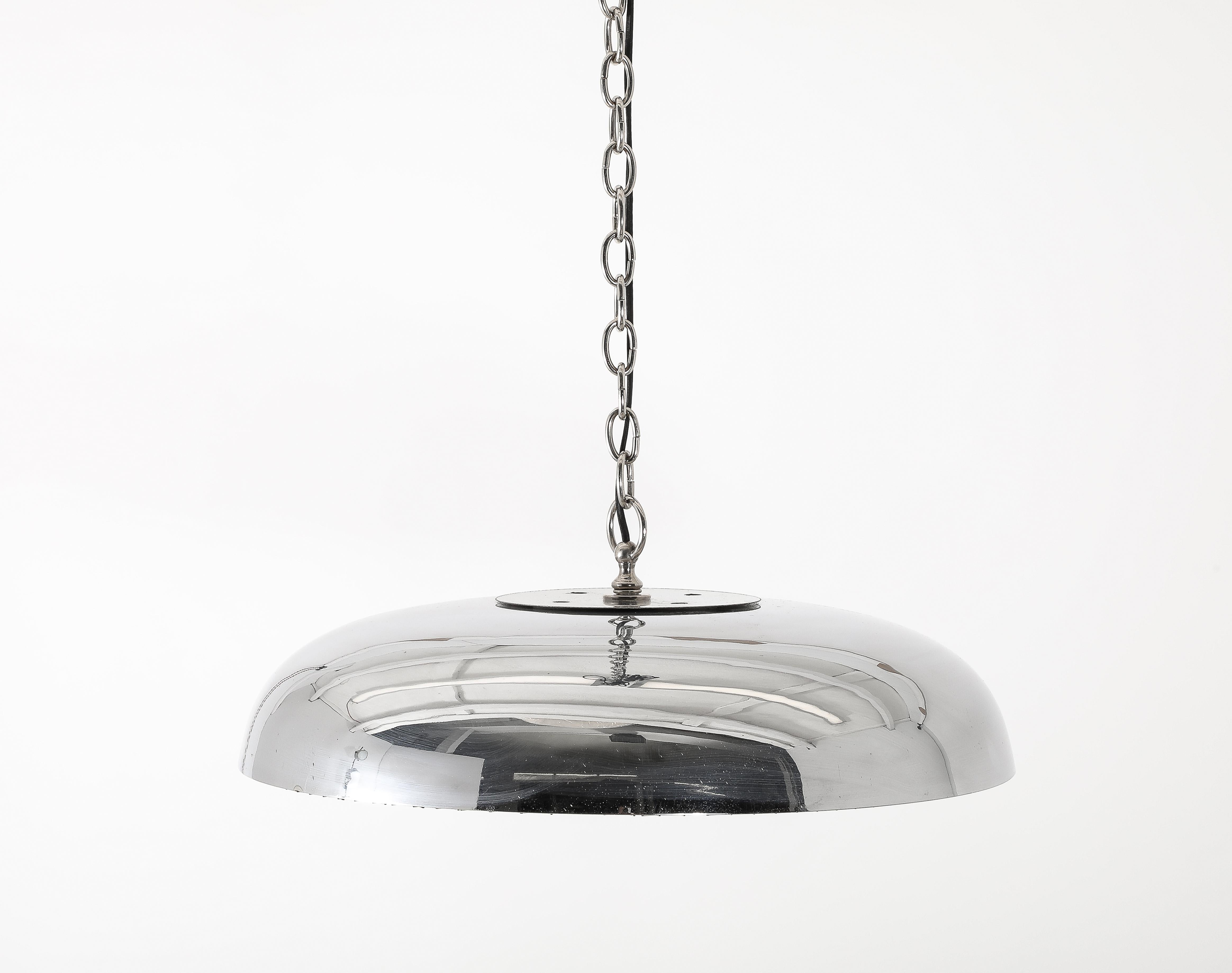 Large Industrial Chrome Pendant, USA 1970’s For Sale 4