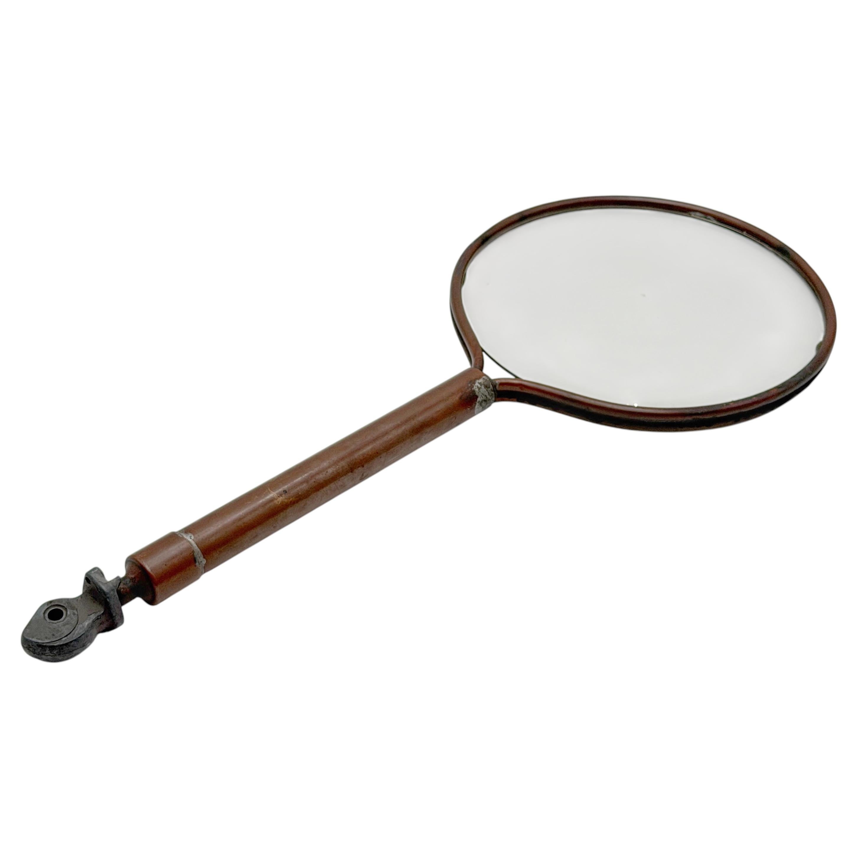 Large Industrial Copper Inspection Magnifier, Machine Age Optical Instrument For Sale