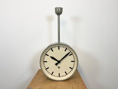 Large Industrial Double Sided Railway or Factory Clock from Pragotron, 1950s