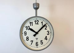Large Industrial Double Sided Railway or Factory Clock from Pragotron, 1950s