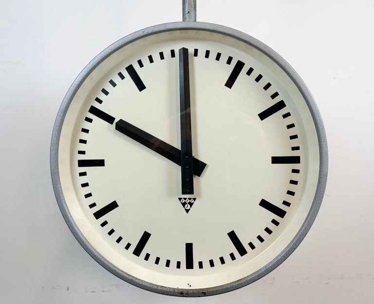 Large Industrial Double Sided Railway or Factory Clock from Pragotron ...