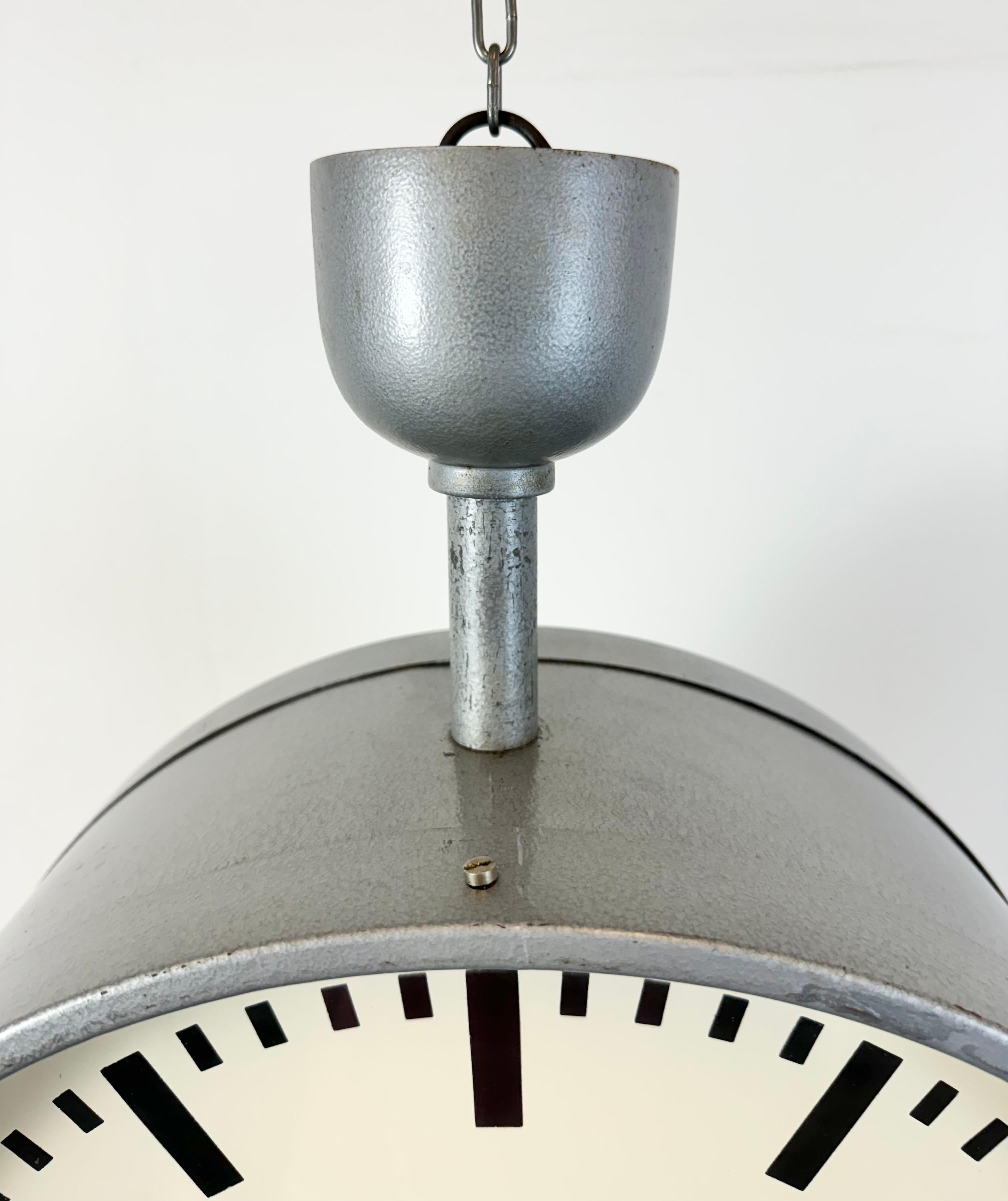 Large Industrial Double Sided Railway or Factory Clock from Pragotron, 1960s 8