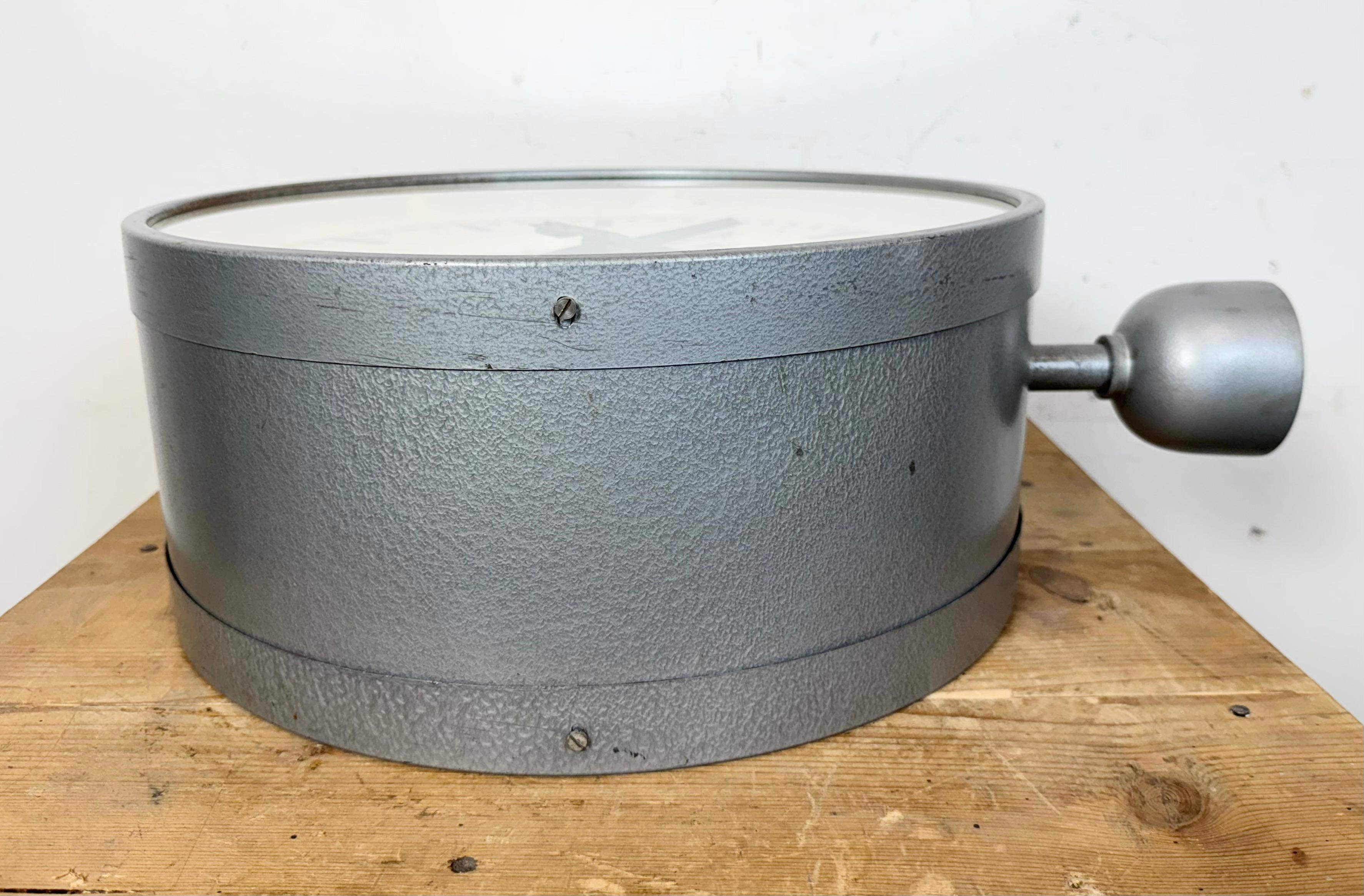 Large Industrial Double Sided Railway or Factory Clock from Pragotron, 1960s 11