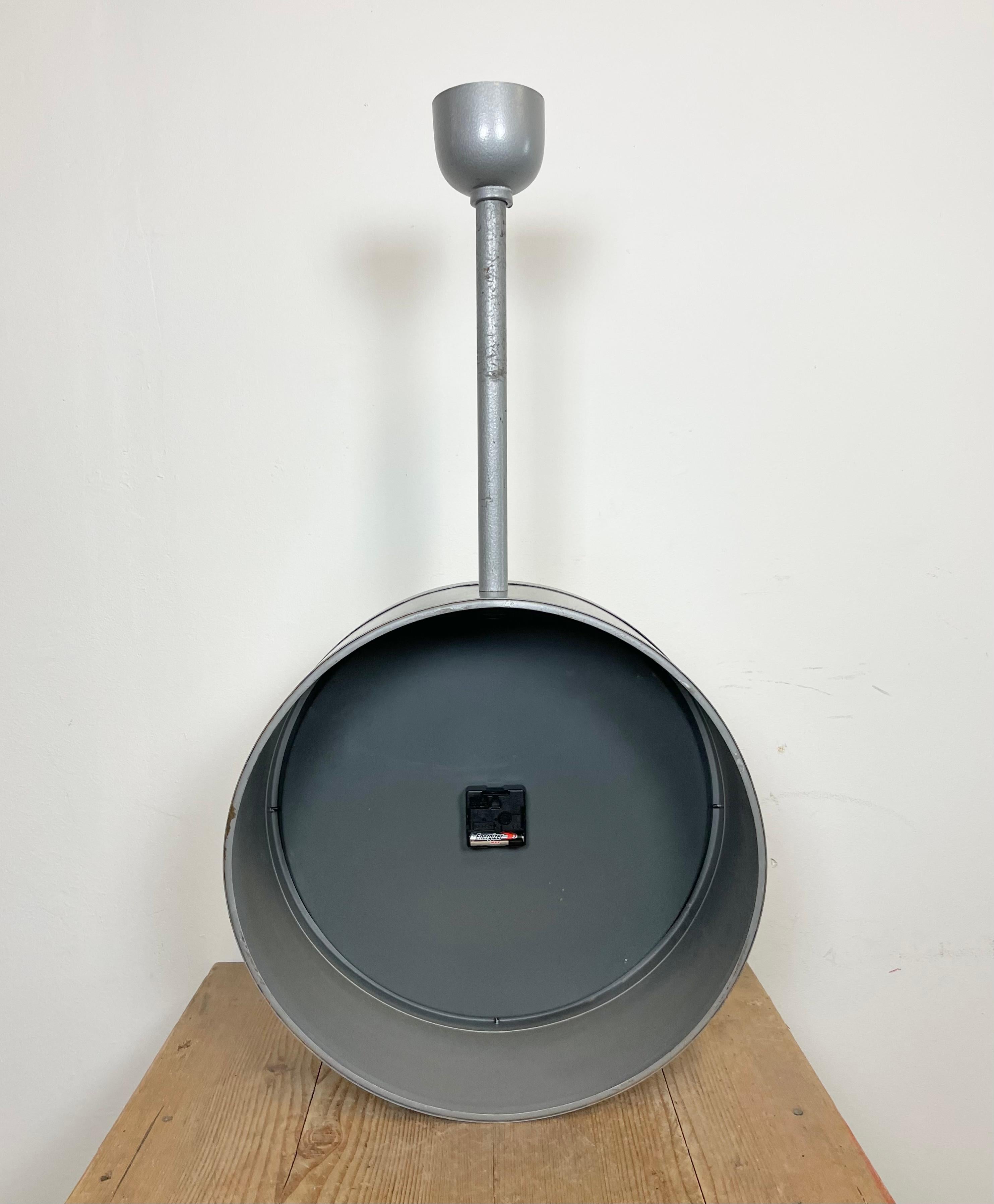 Large Industrial Double Sided Railway or Factory Clock from Pragotron, 1960s 11
