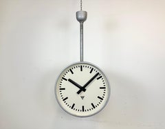Large Industrial Double Sided Railway or Factory Clock from Pragotron, 1960s