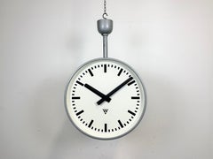Large Industrial Double Sided Railway or Factory Clock from Pragotron, 1960s