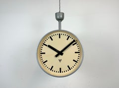Large Industrial Double Sided Railway or Factory Clock from Pragotron, 1960s