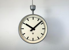 Large Industrial Double Sided Railway or Factory Clock from Pragotron, 1960s