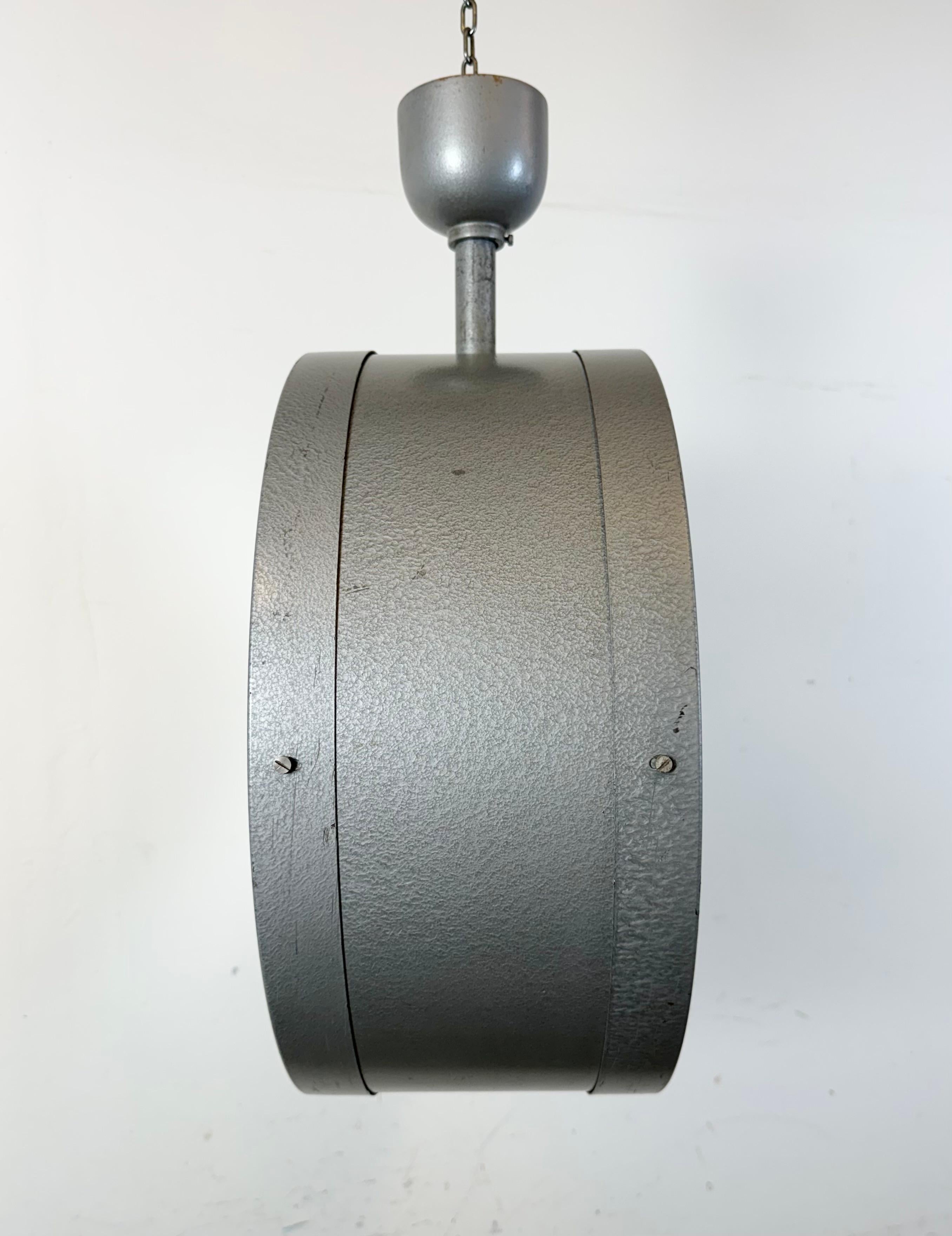 Glass Large Industrial Double Sided Railway or Factory Clock from Pragotron, 1960s