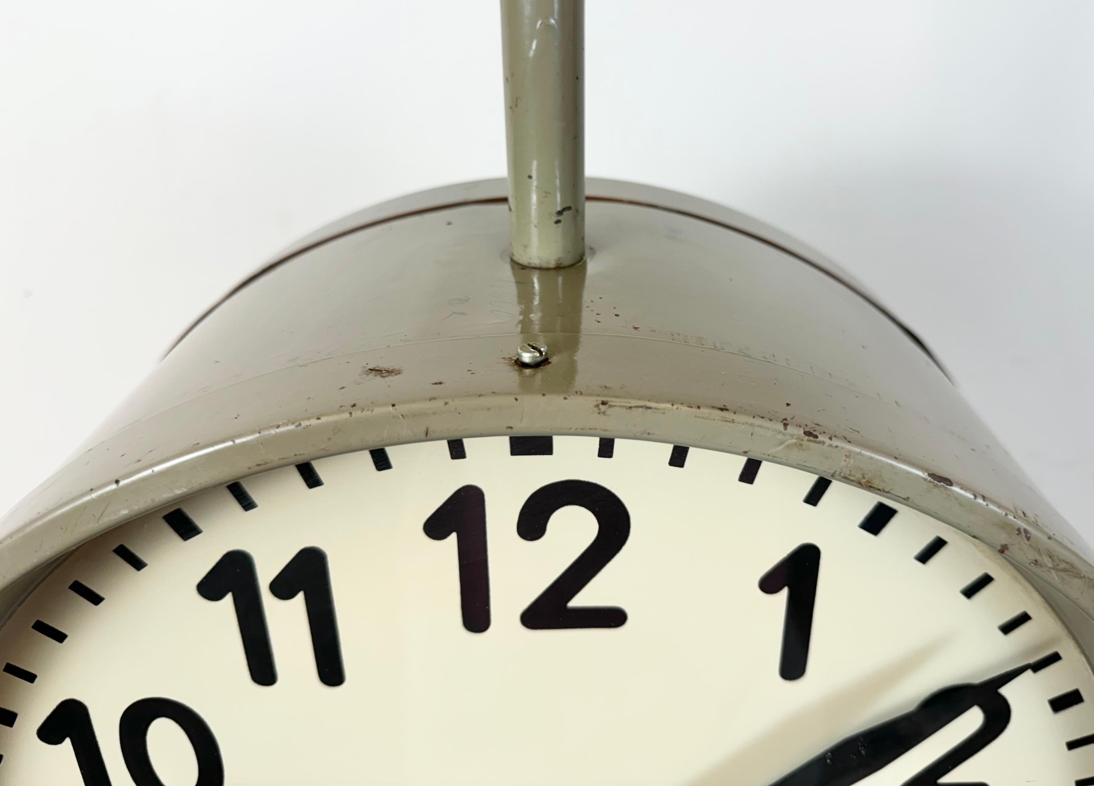 Large Industrial Double Sided Railway or Factory Clock from Pragotron, 1960s For Sale 2