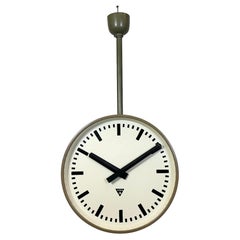 Large Industrial Double Sided Railway or Factory Clock from Pragotron, 1960s