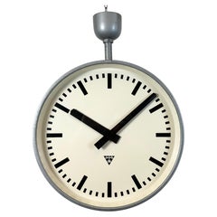 Large Industrial Double Sided Railway or Factory Clock from Pragotron, 1960s