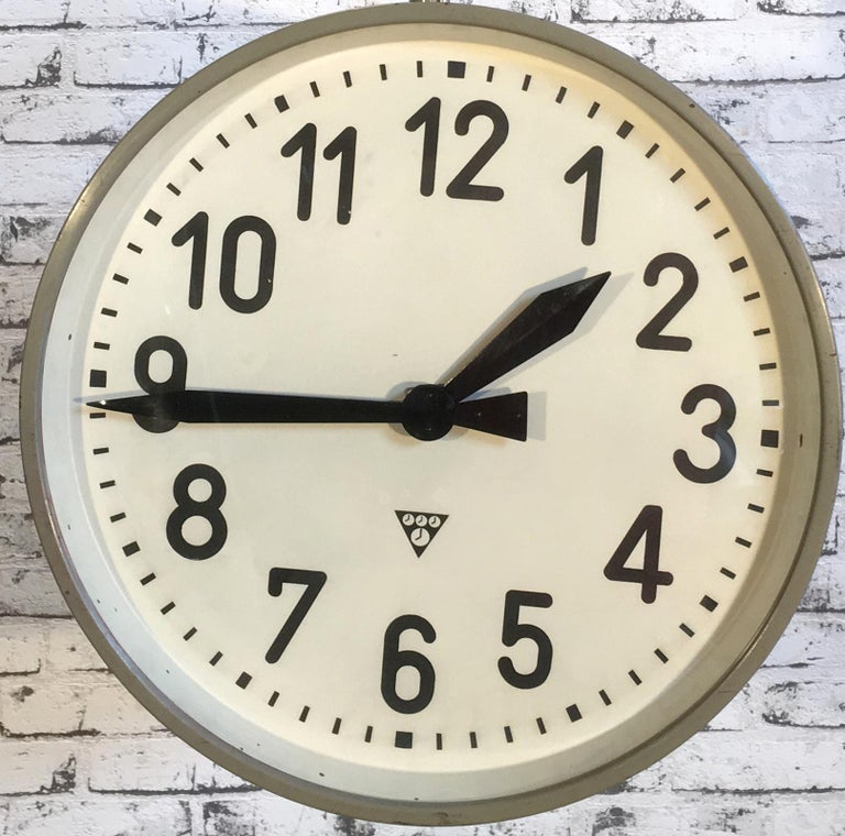 Large Industrial DoubleSided Railway or Factory Clock from Pragotron