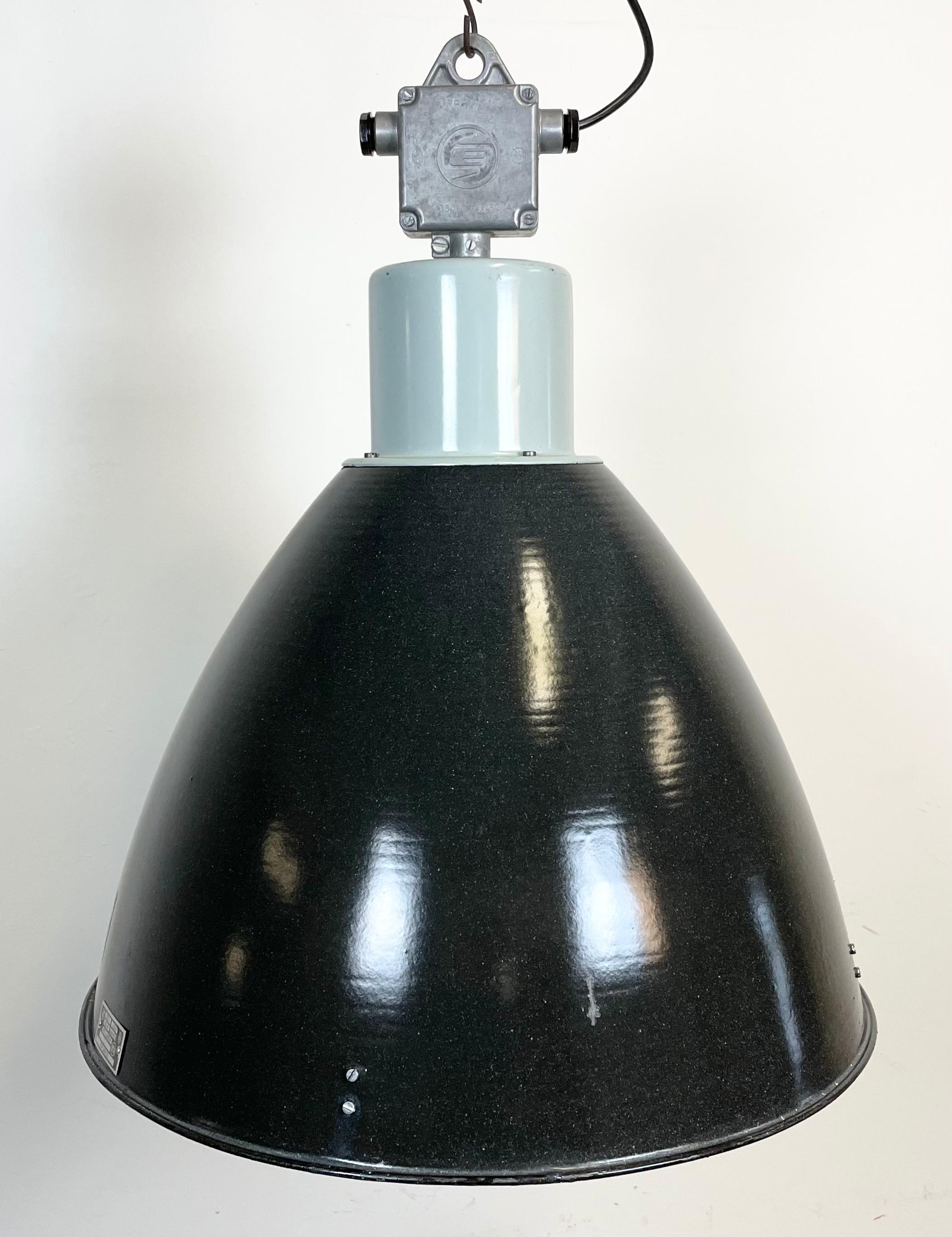 Czech Large Industrial Enamel Factory Pendant Lamp from Elektrosvit, 1960s For Sale