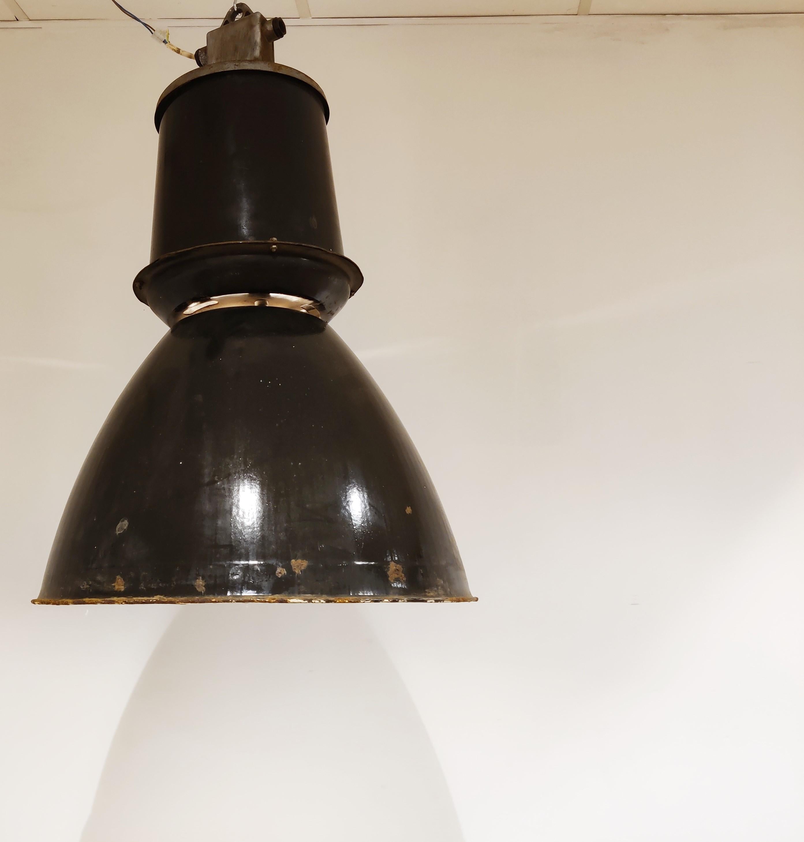 Latvian Large Industrial Enamel Lamps, 1950s For Sale