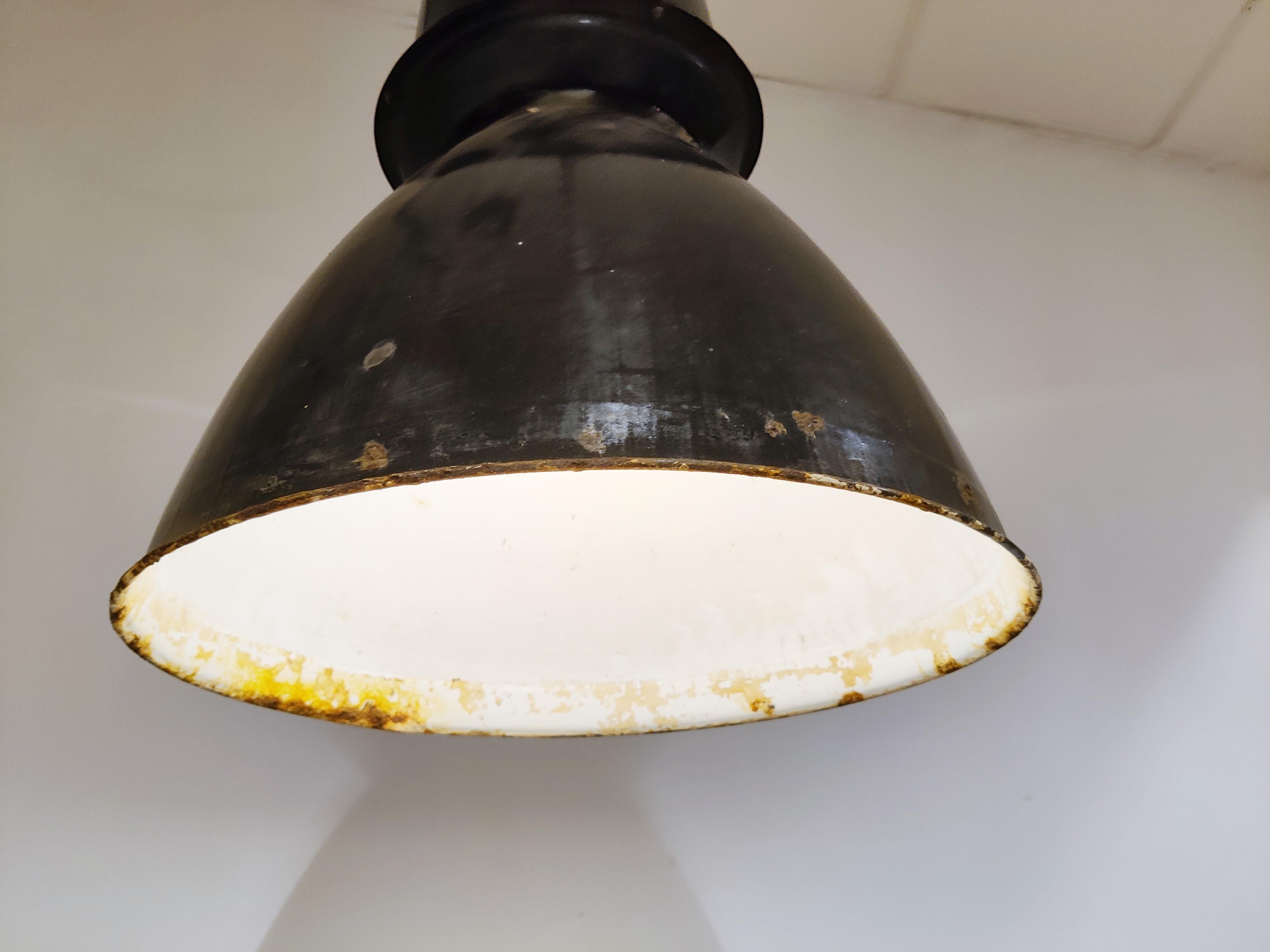 Mid-20th Century Large Industrial Enamel Lamps, 1950s For Sale