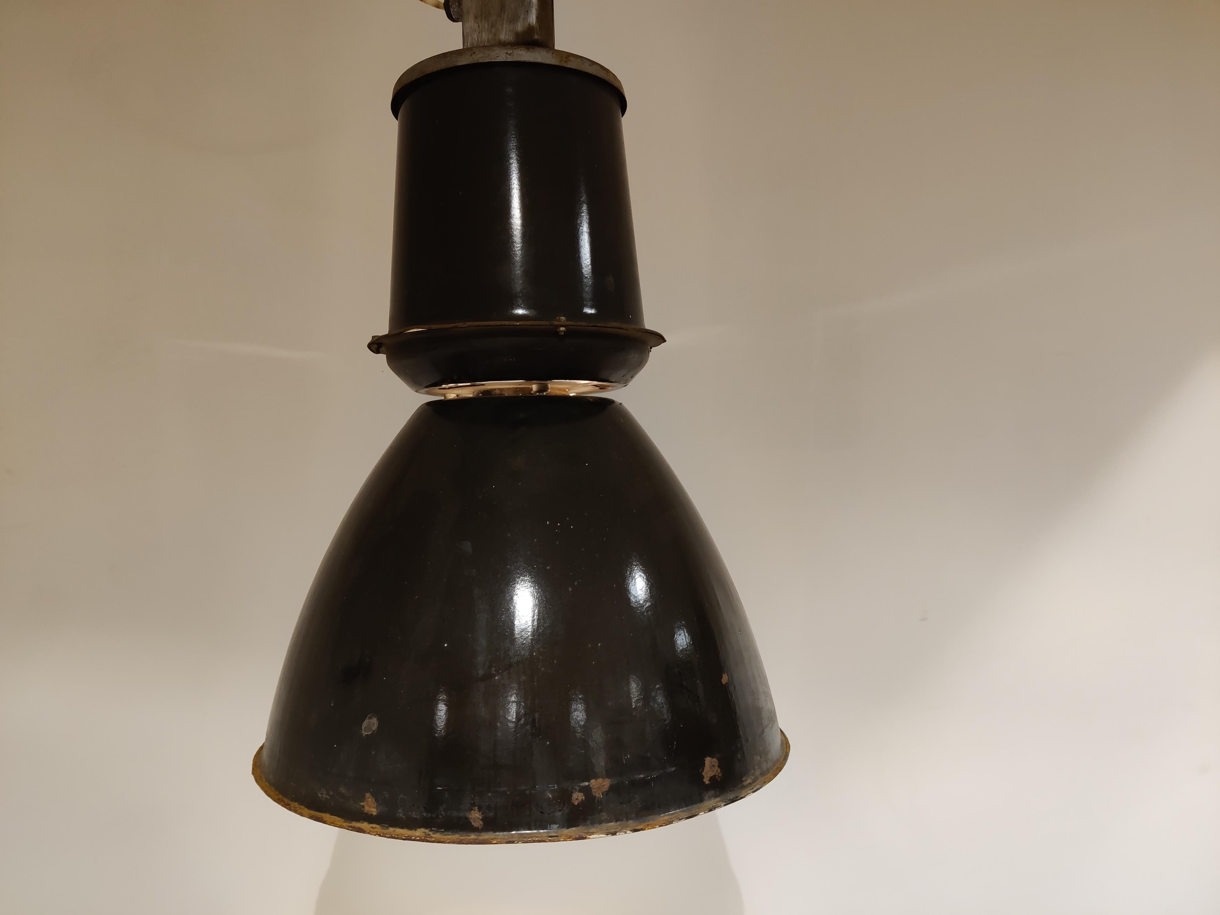 Large Industrial Enamel Lamps, 1950s For Sale 2