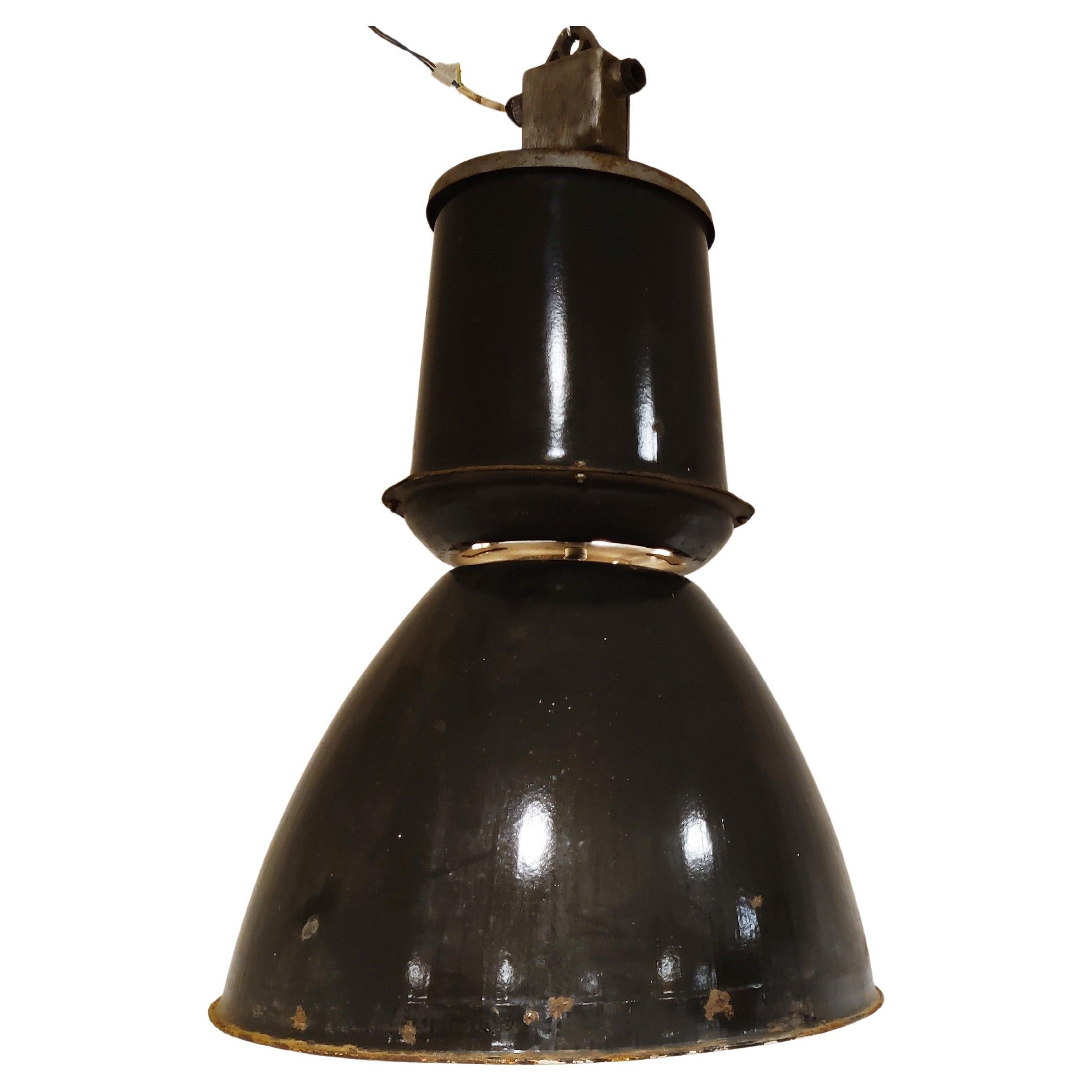 Large Industrial Enamel Lamps, 1950s For Sale